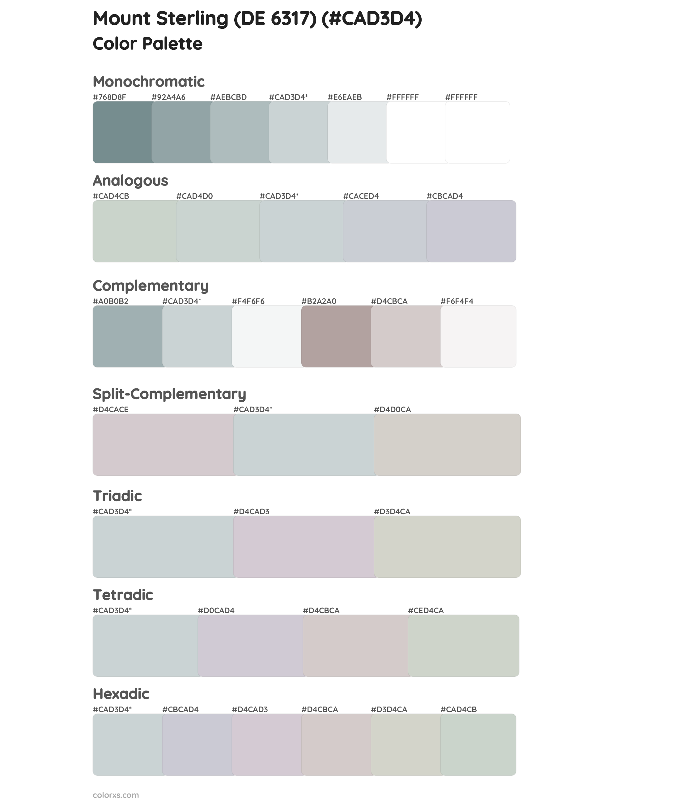 Mount Sterling (DE 6317) Color Scheme Palettes