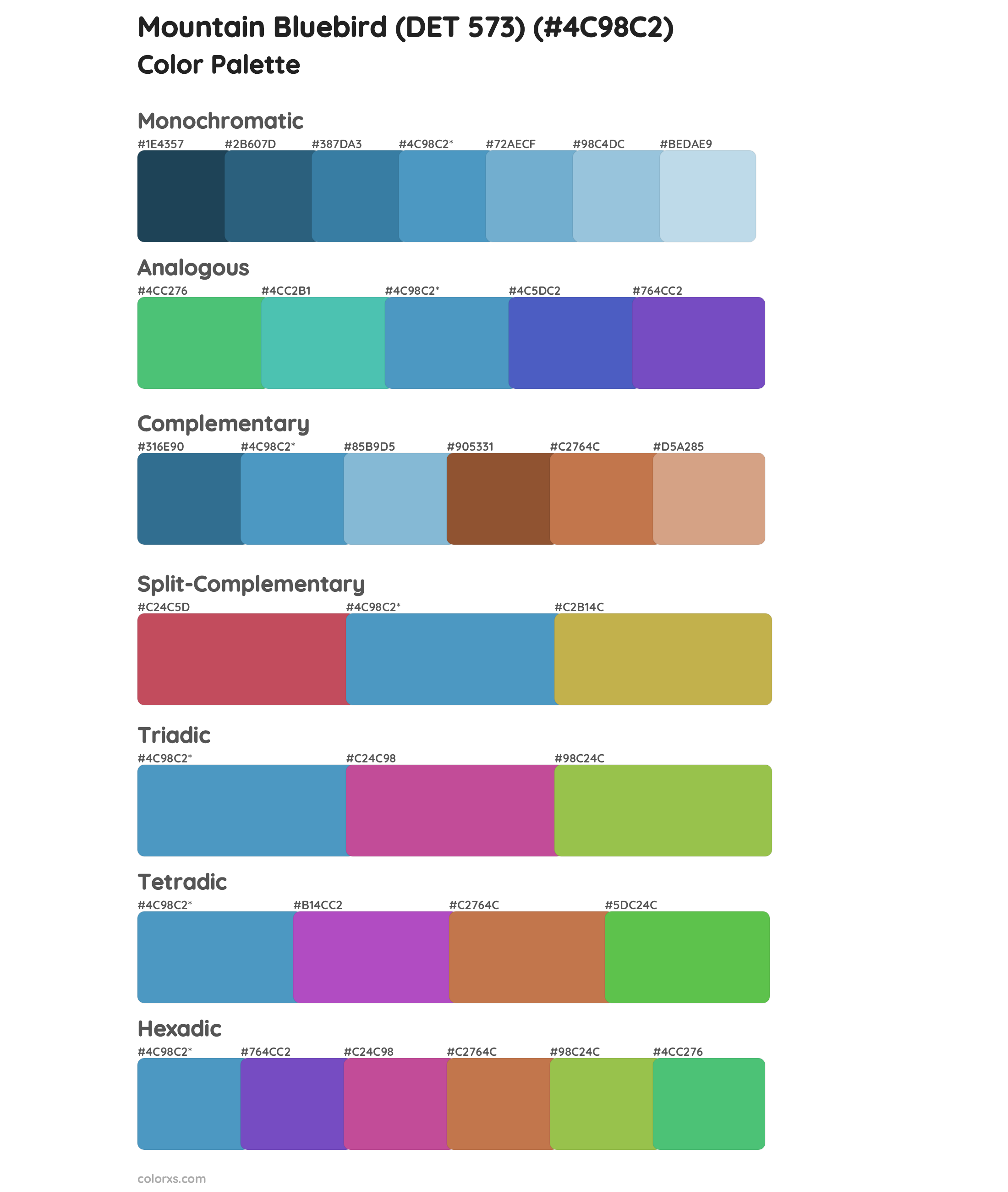 Mountain Bluebird (DET 573) Color Scheme Palettes