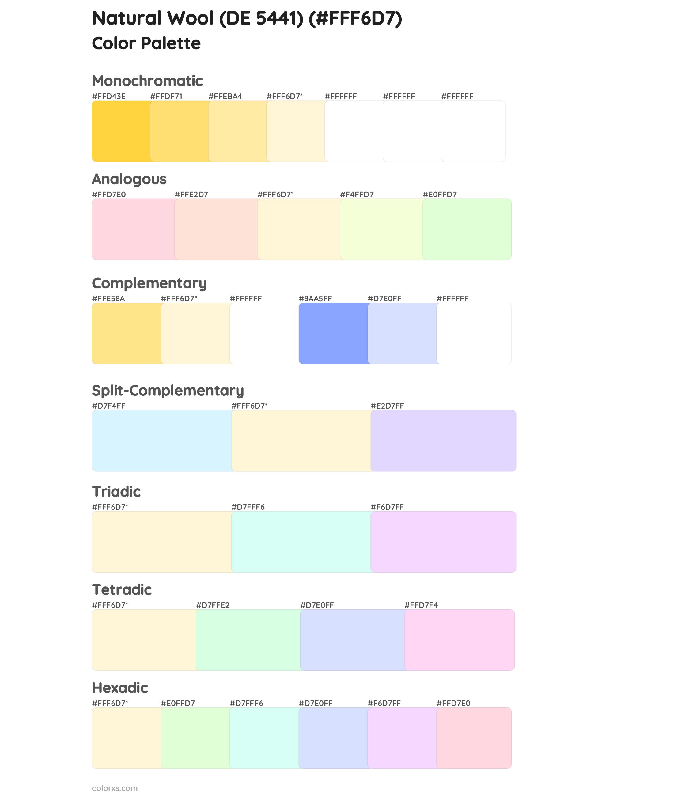 Natural Wool (DE 5441) Color Scheme Palettes