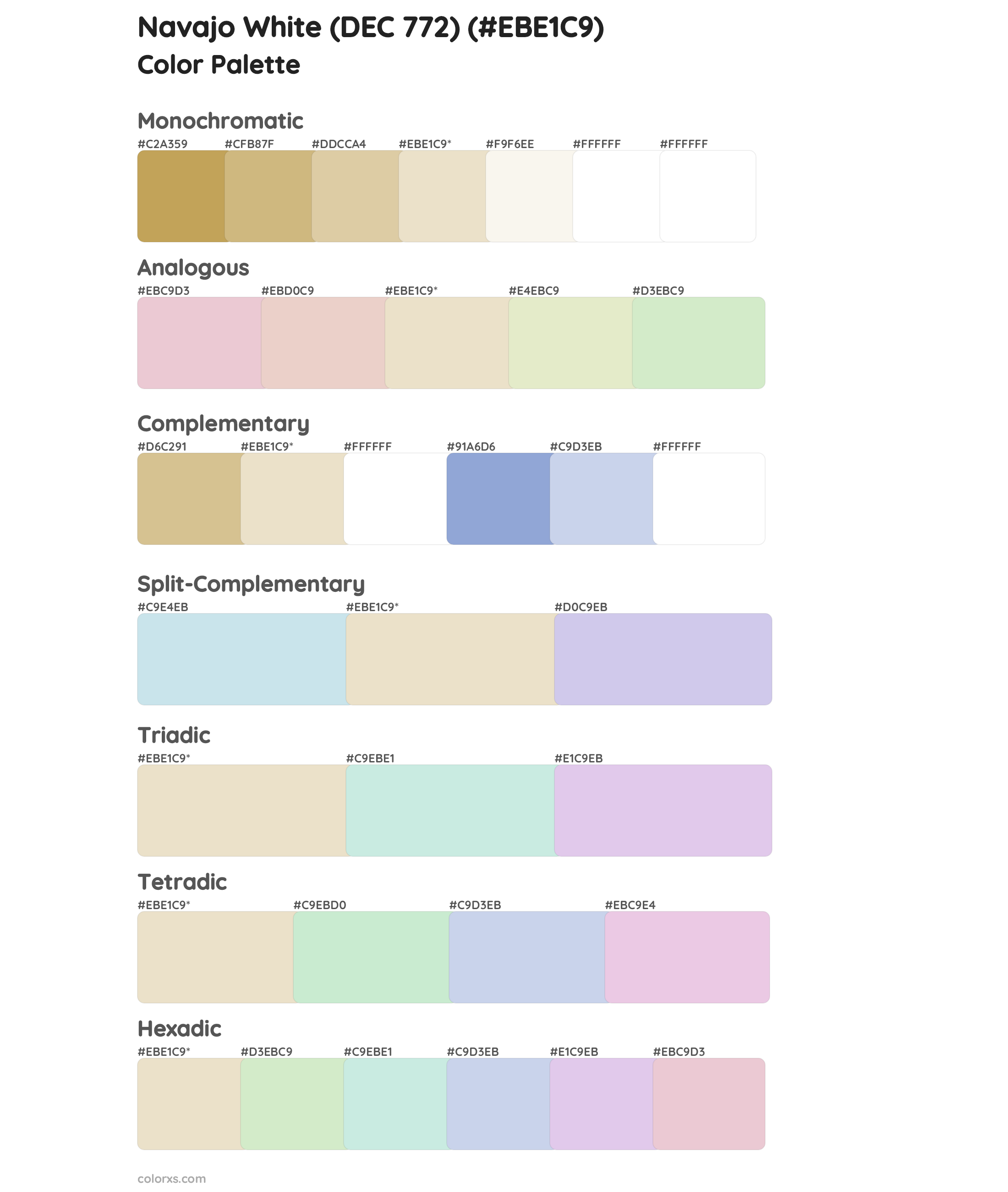 Navajo White (DEC 772) Color Scheme Palettes