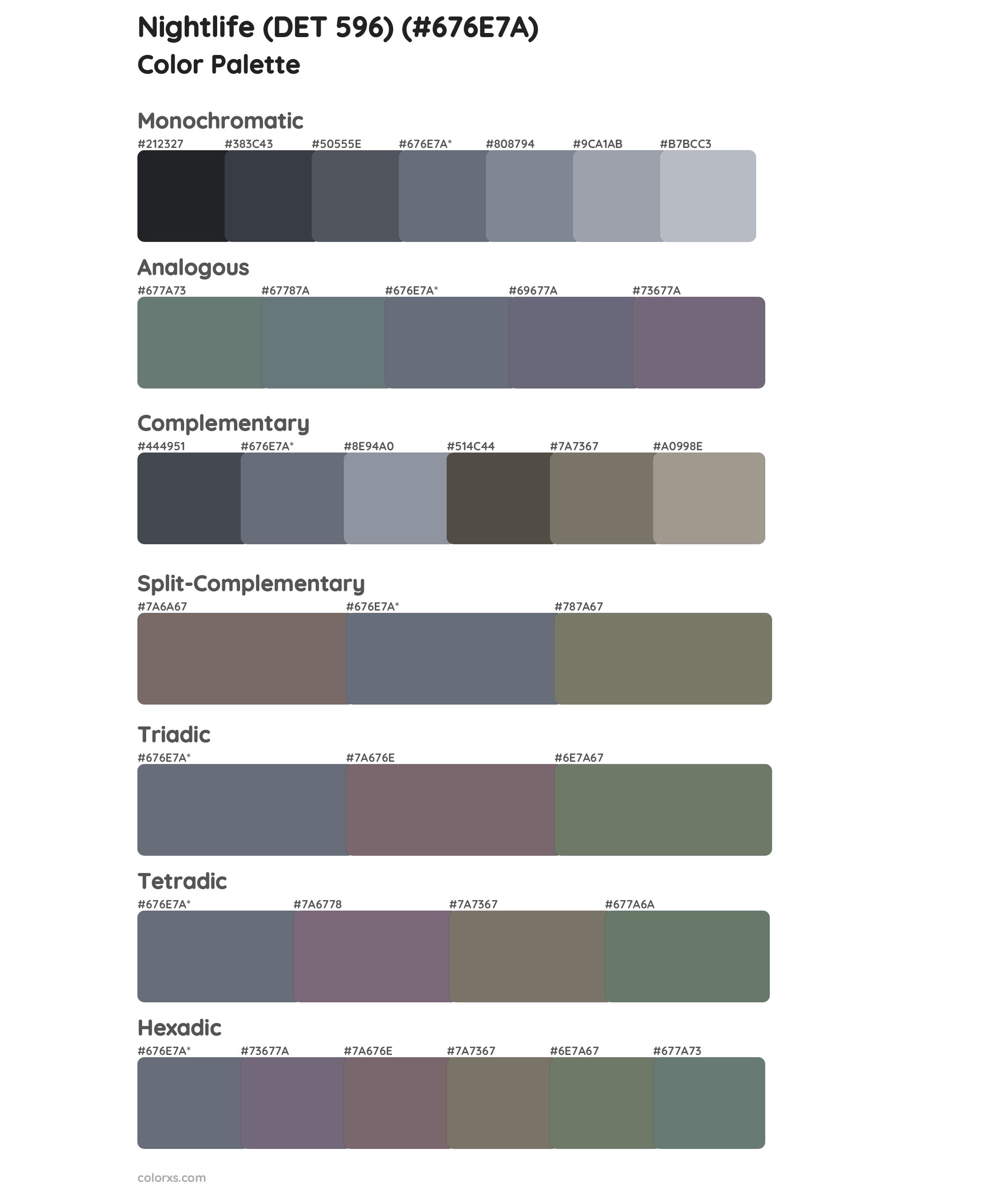 Nightlife (DET 596) Color Scheme Palettes