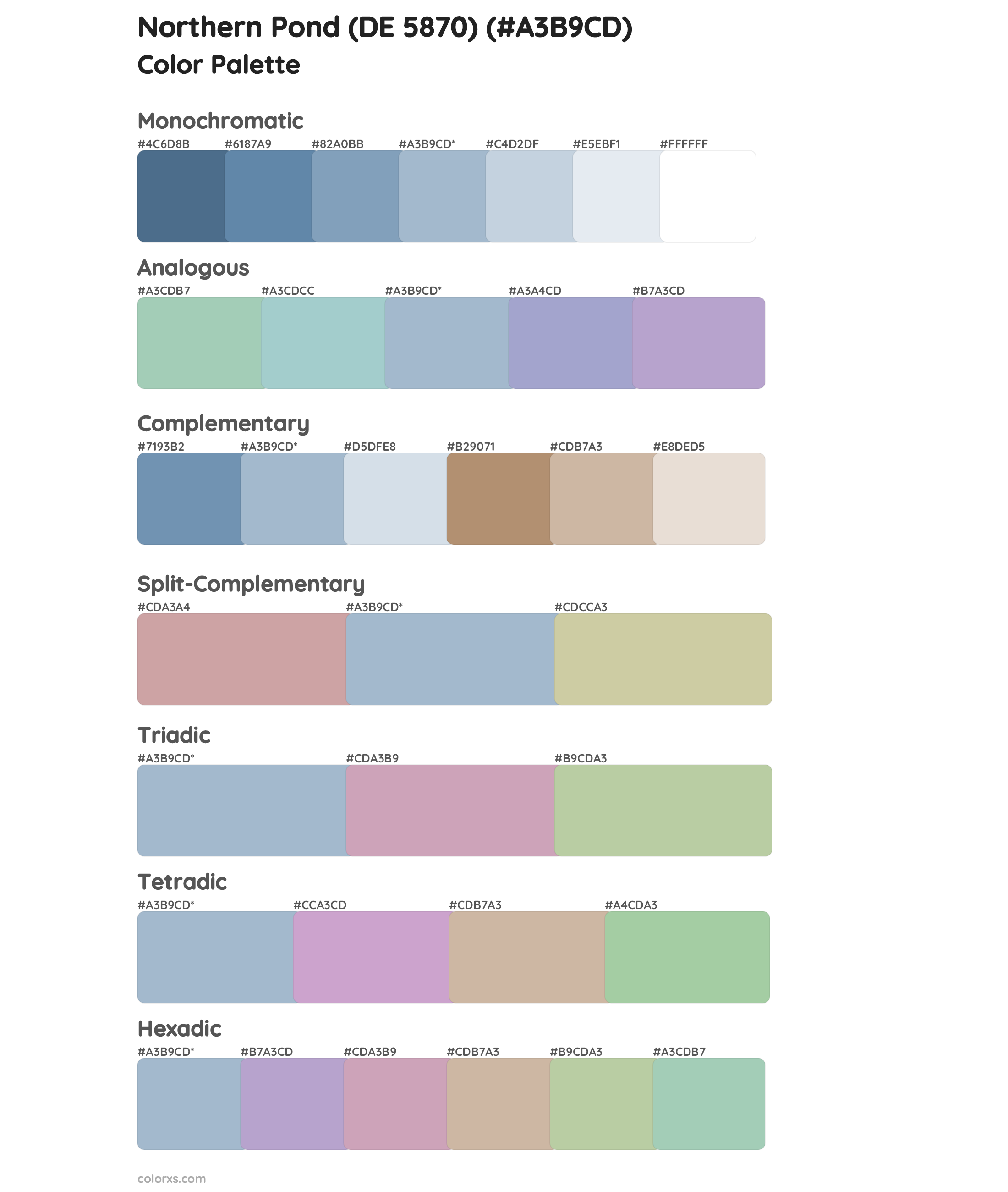 Northern Pond (DE 5870) Color Scheme Palettes