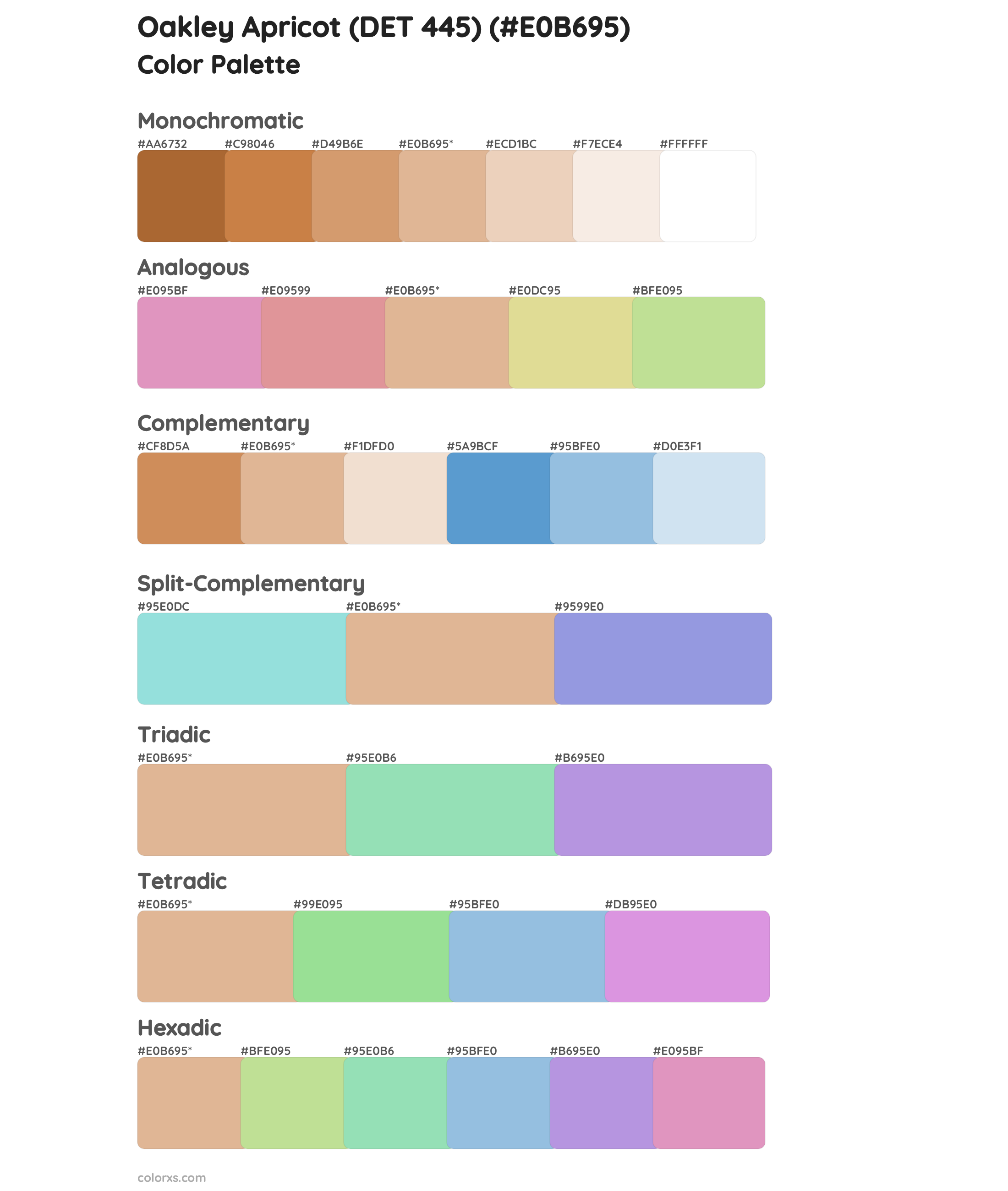 Oakley Apricot (DET 445) Color Scheme Palettes