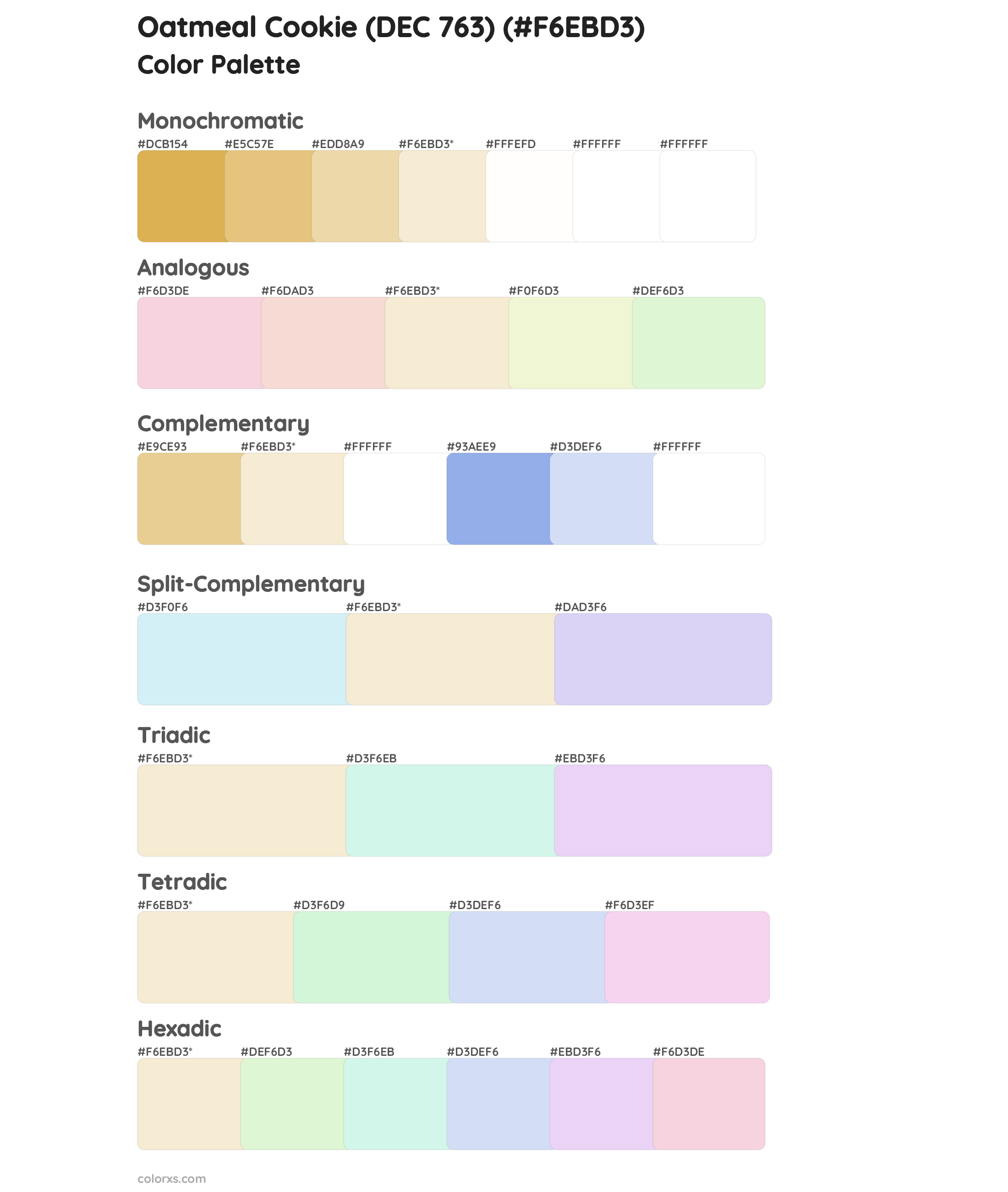 Oatmeal Cookie (DEC 763) Color Scheme Palettes