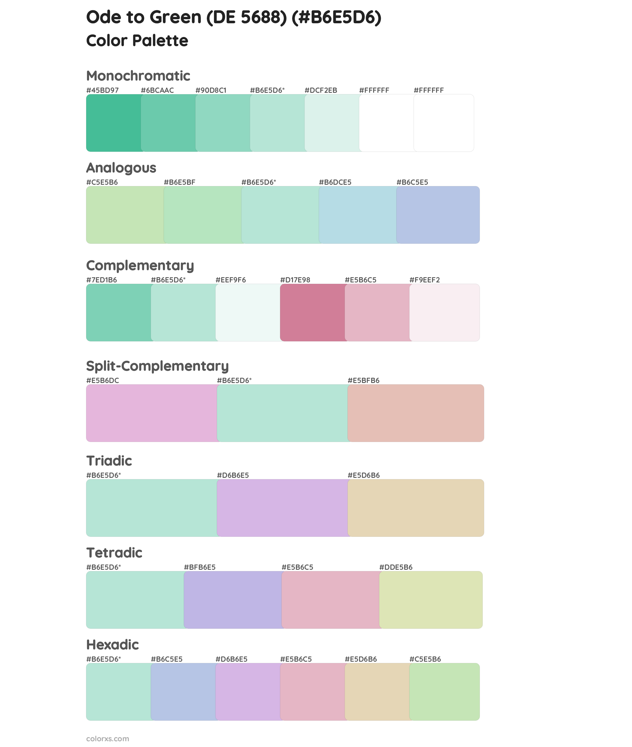 Ode to Green (DE 5688) Color Scheme Palettes