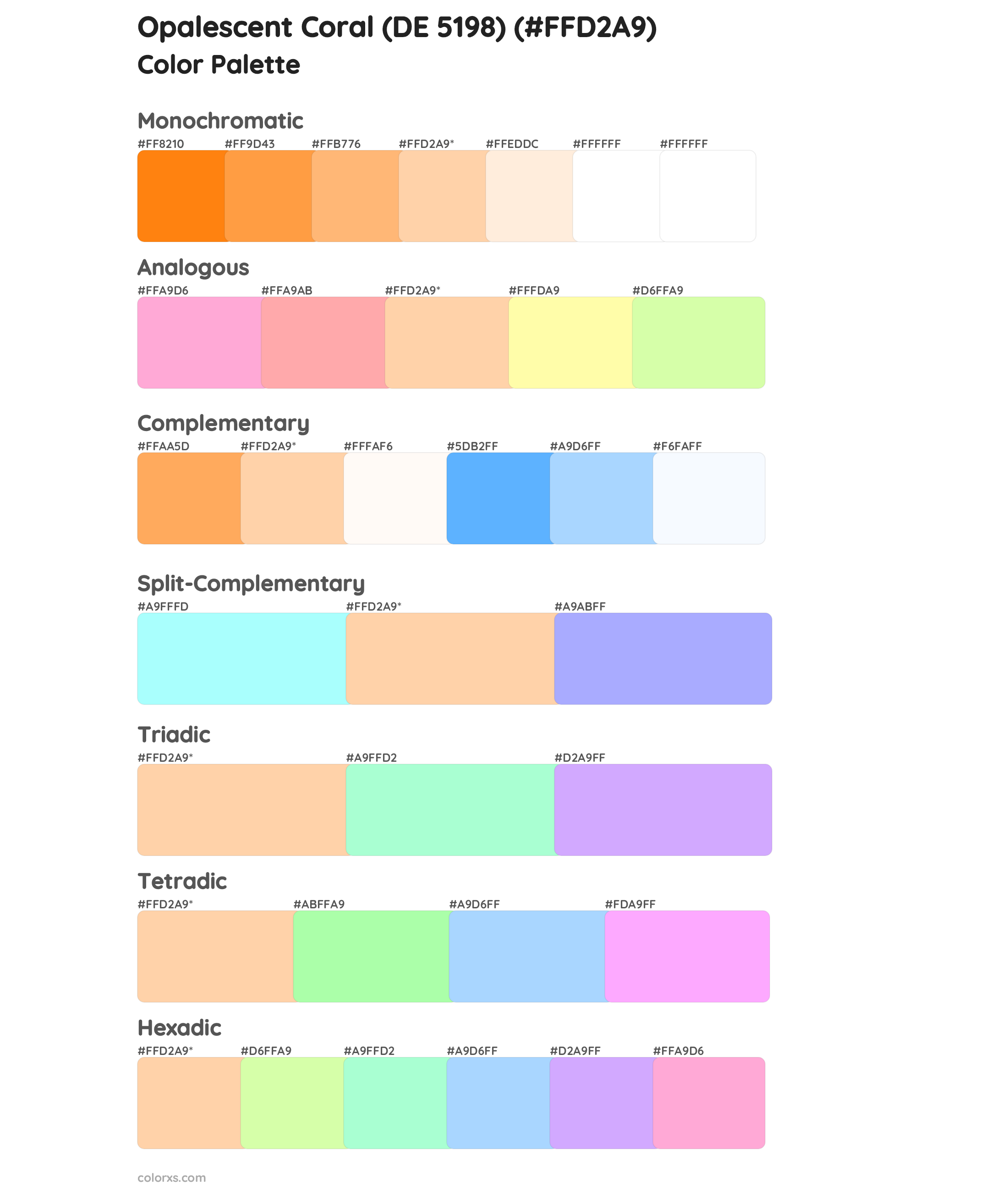 Opalescent Coral (DE 5198) Color Scheme Palettes