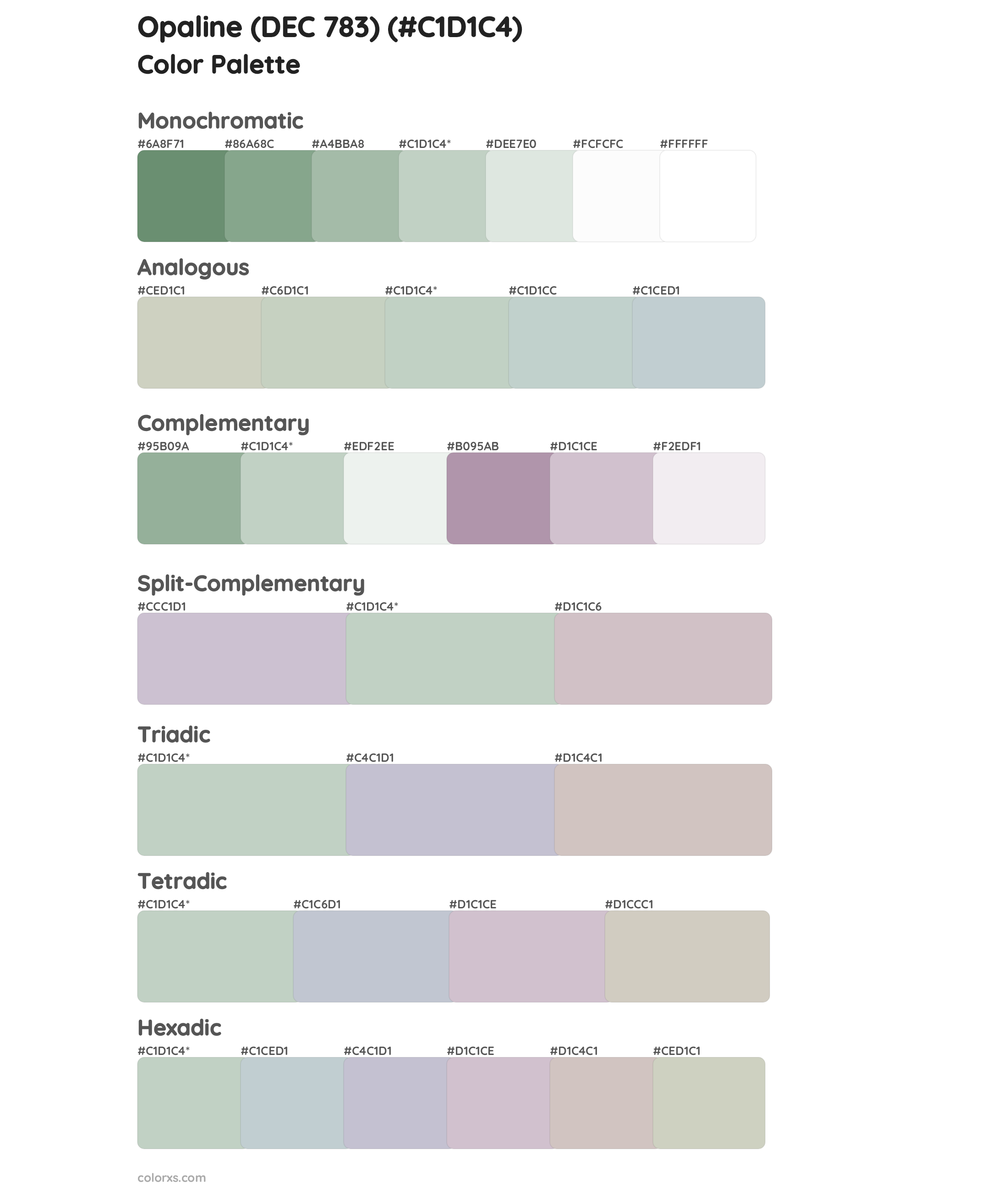 Opaline (DEC 783) Color Scheme Palettes