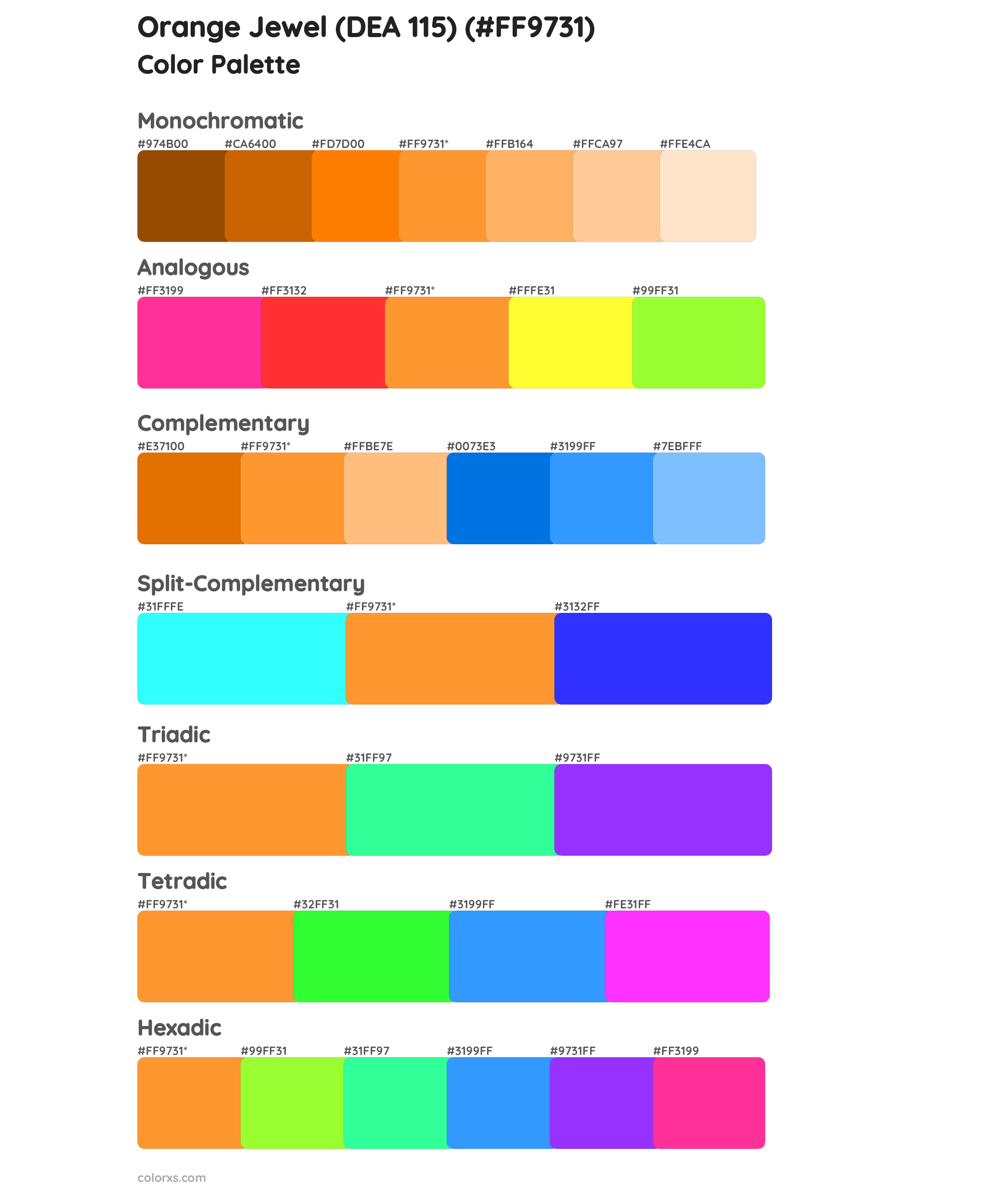 Orange Jewel (DEA 115) Color Scheme Palettes