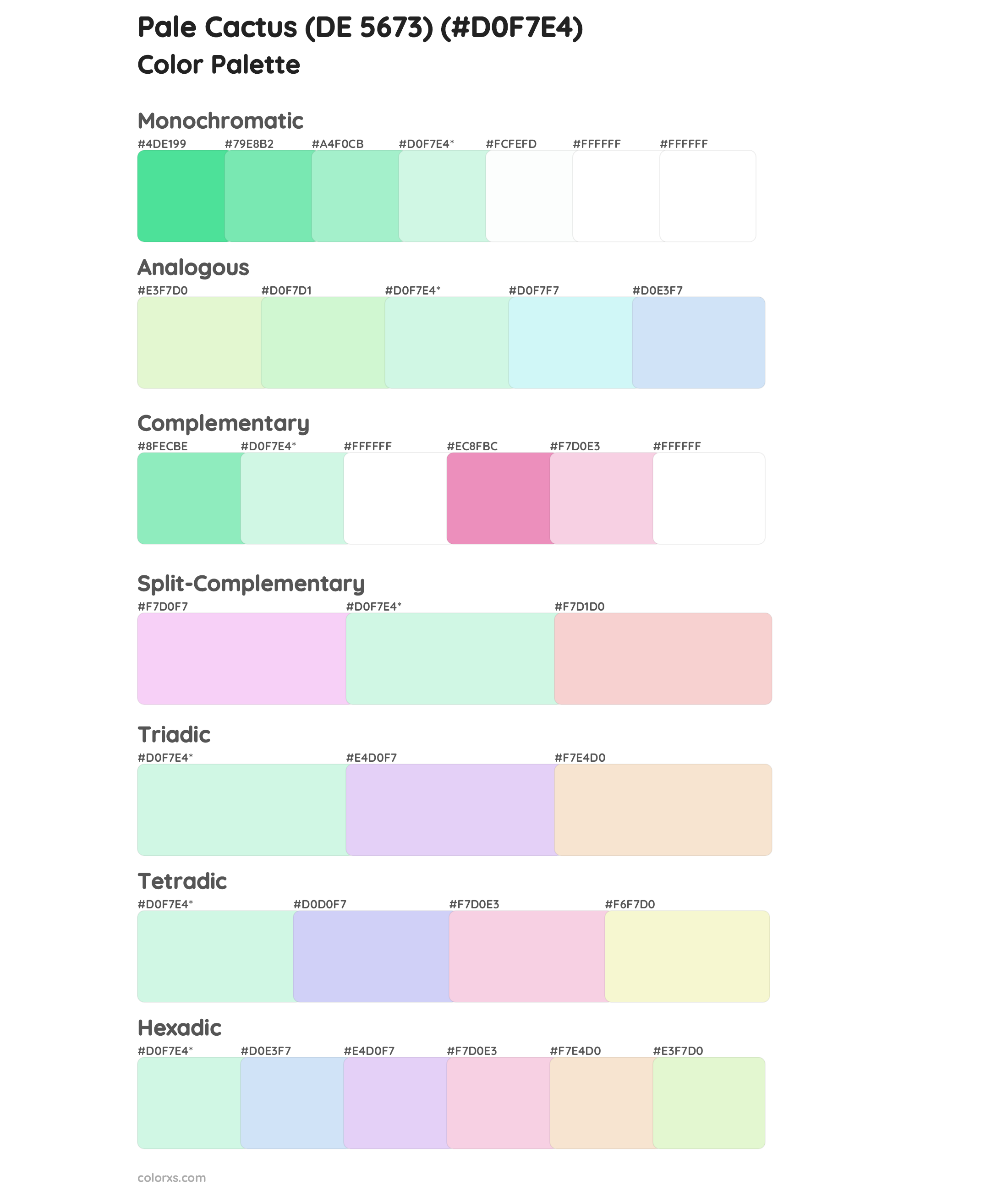 Pale Cactus (DE 5673) Color Scheme Palettes