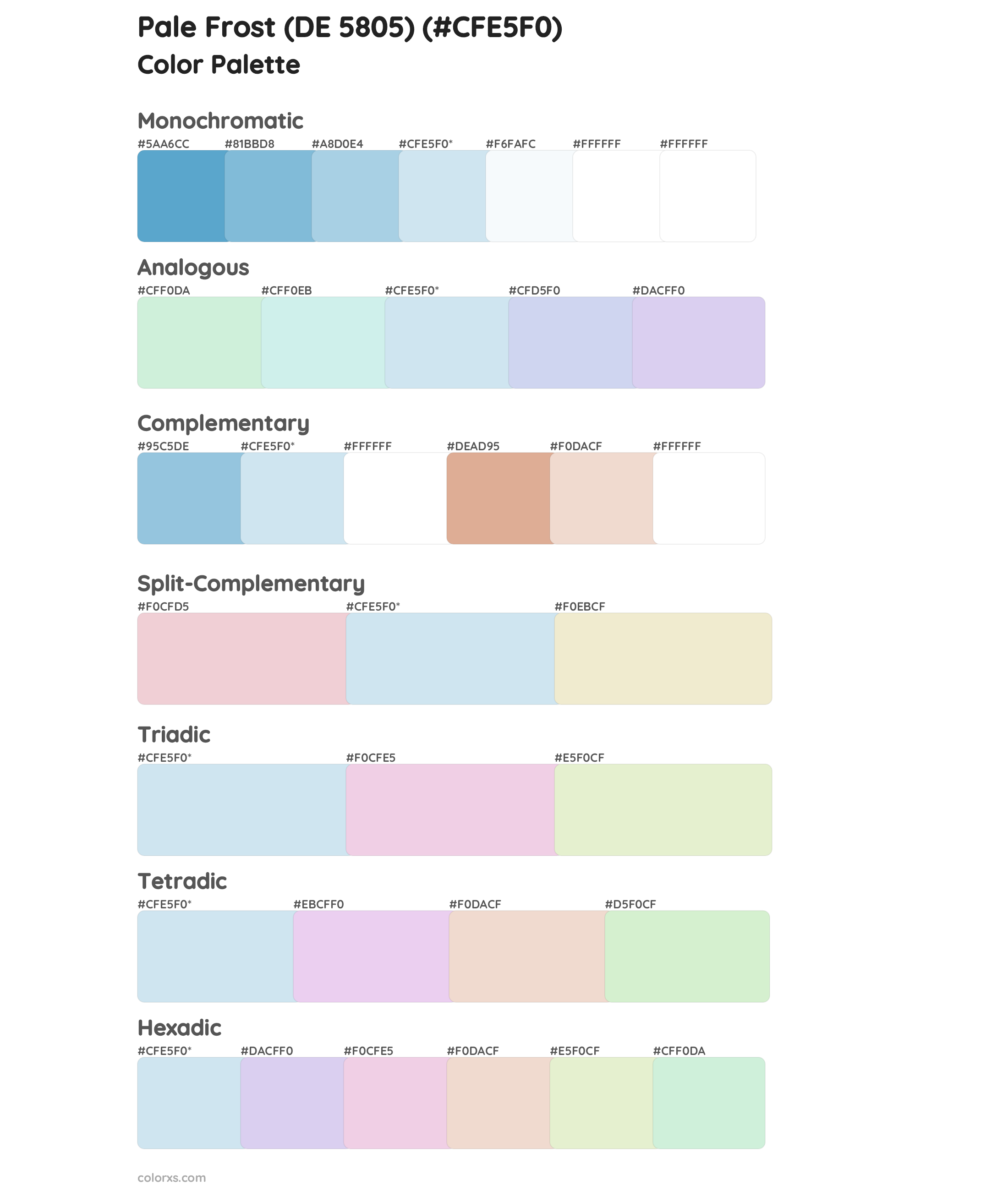 Pale Frost (DE 5805) Color Scheme Palettes