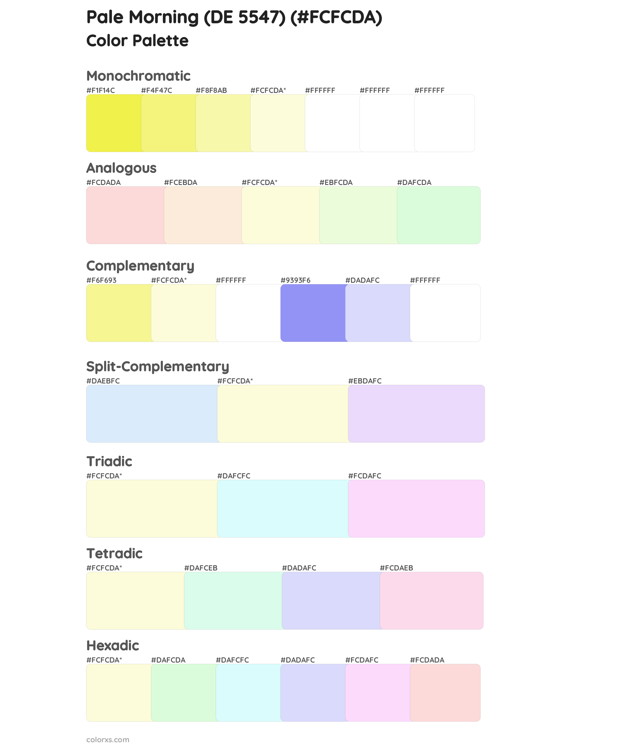 Pale Morning (DE 5547) Color Scheme Palettes