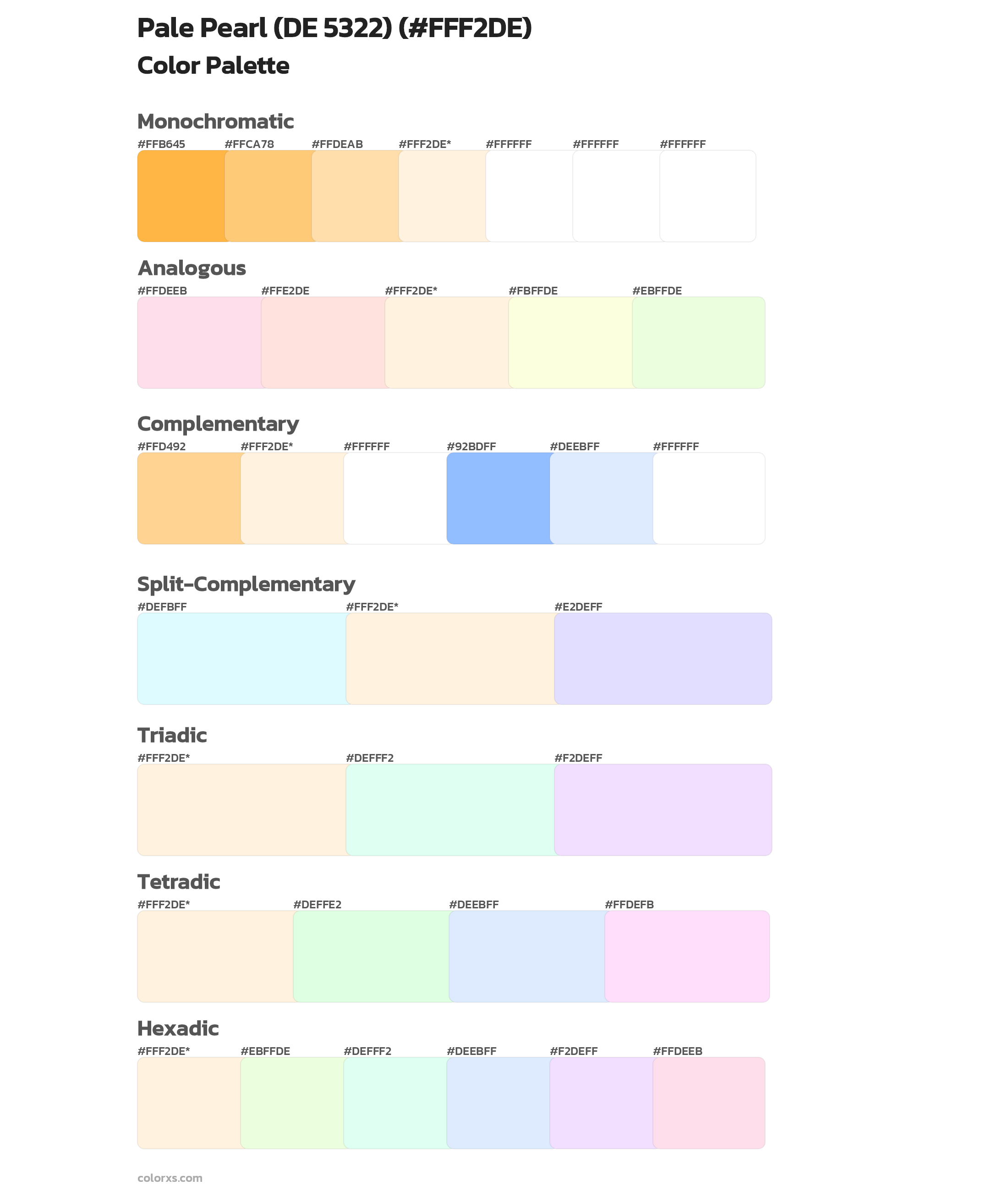 Pale Pearl (DE 5322) Color Scheme Palettes