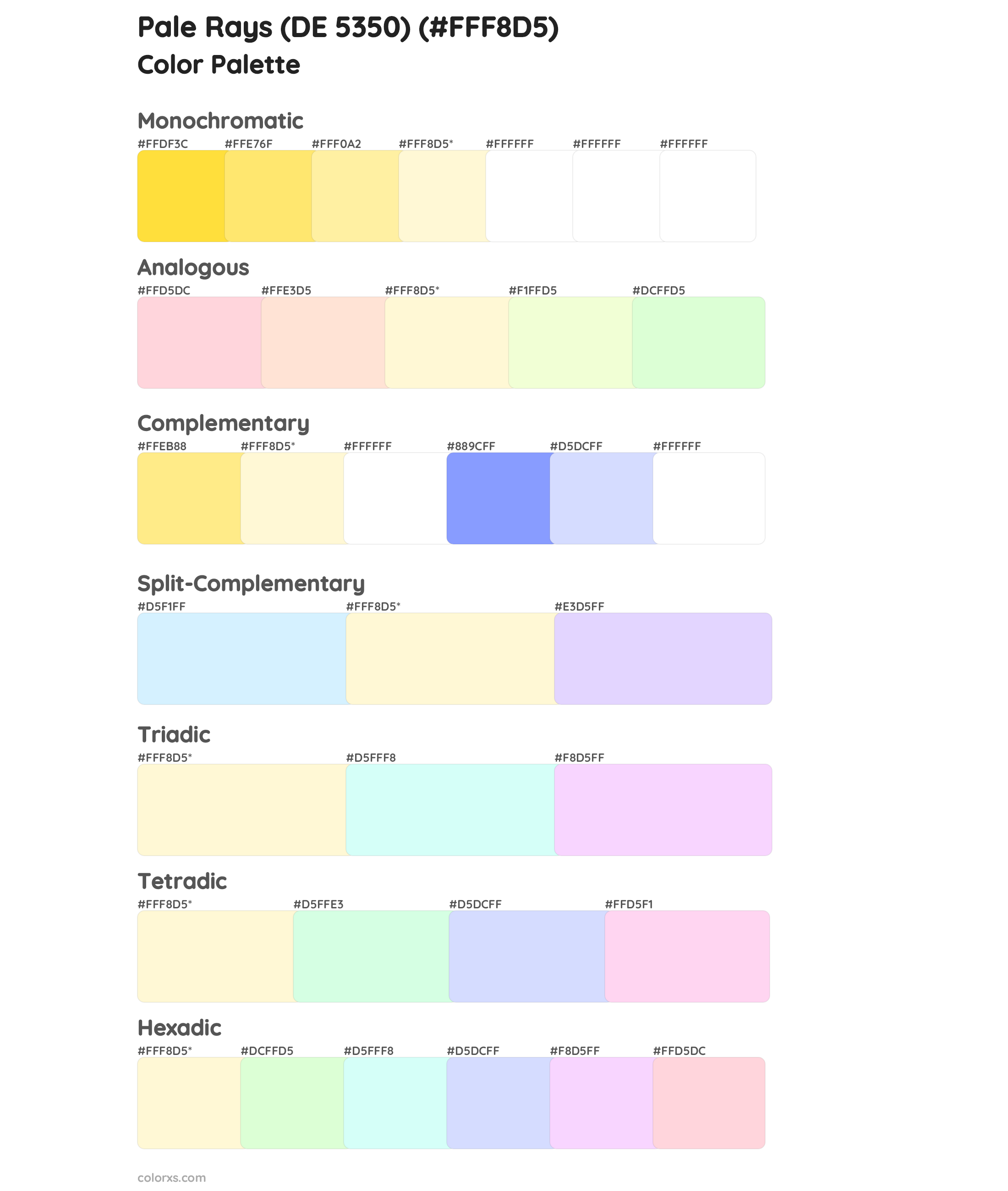 Pale Rays (DE 5350) Color Scheme Palettes