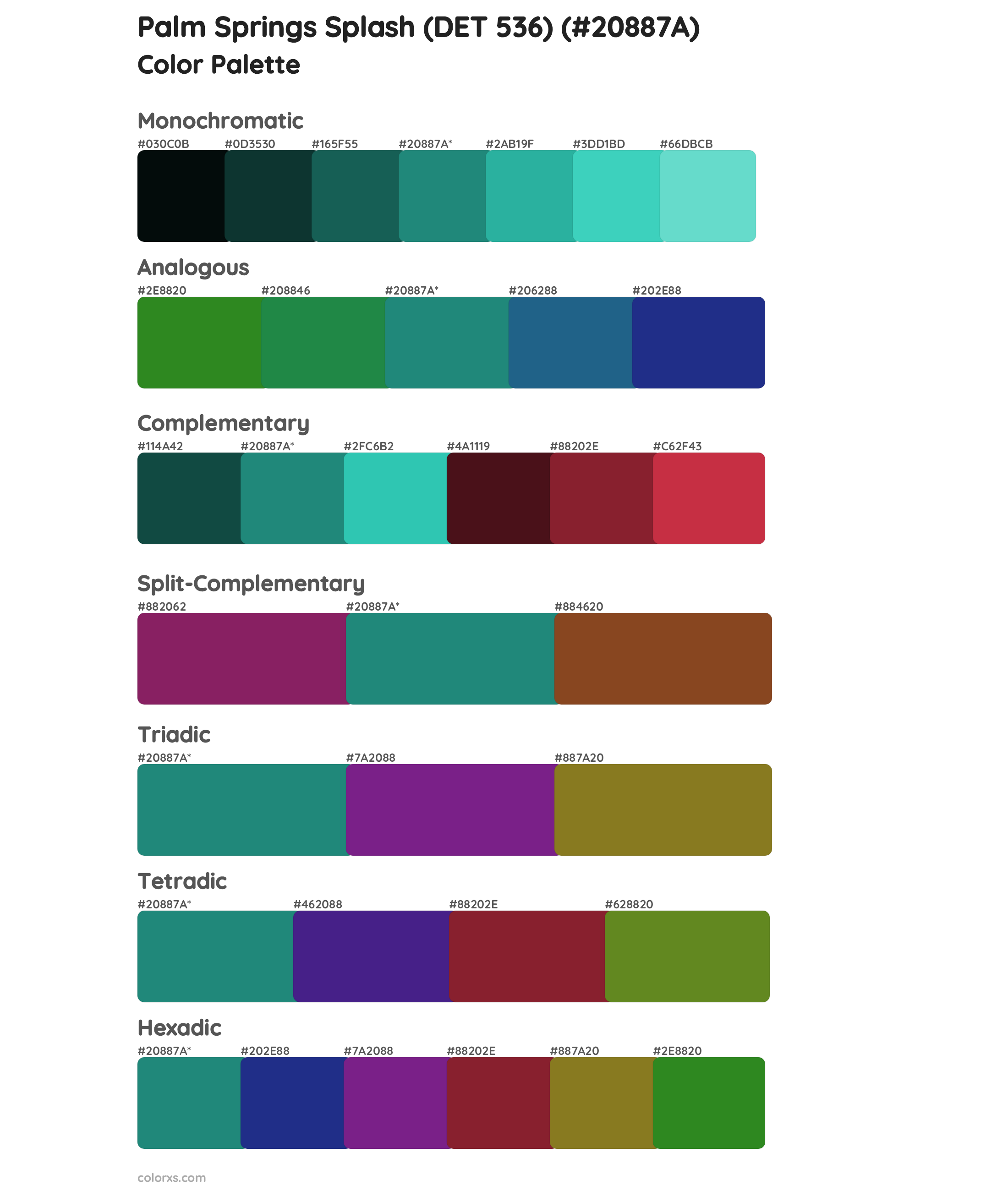 Palm Springs Splash (DET 536) Color Scheme Palettes