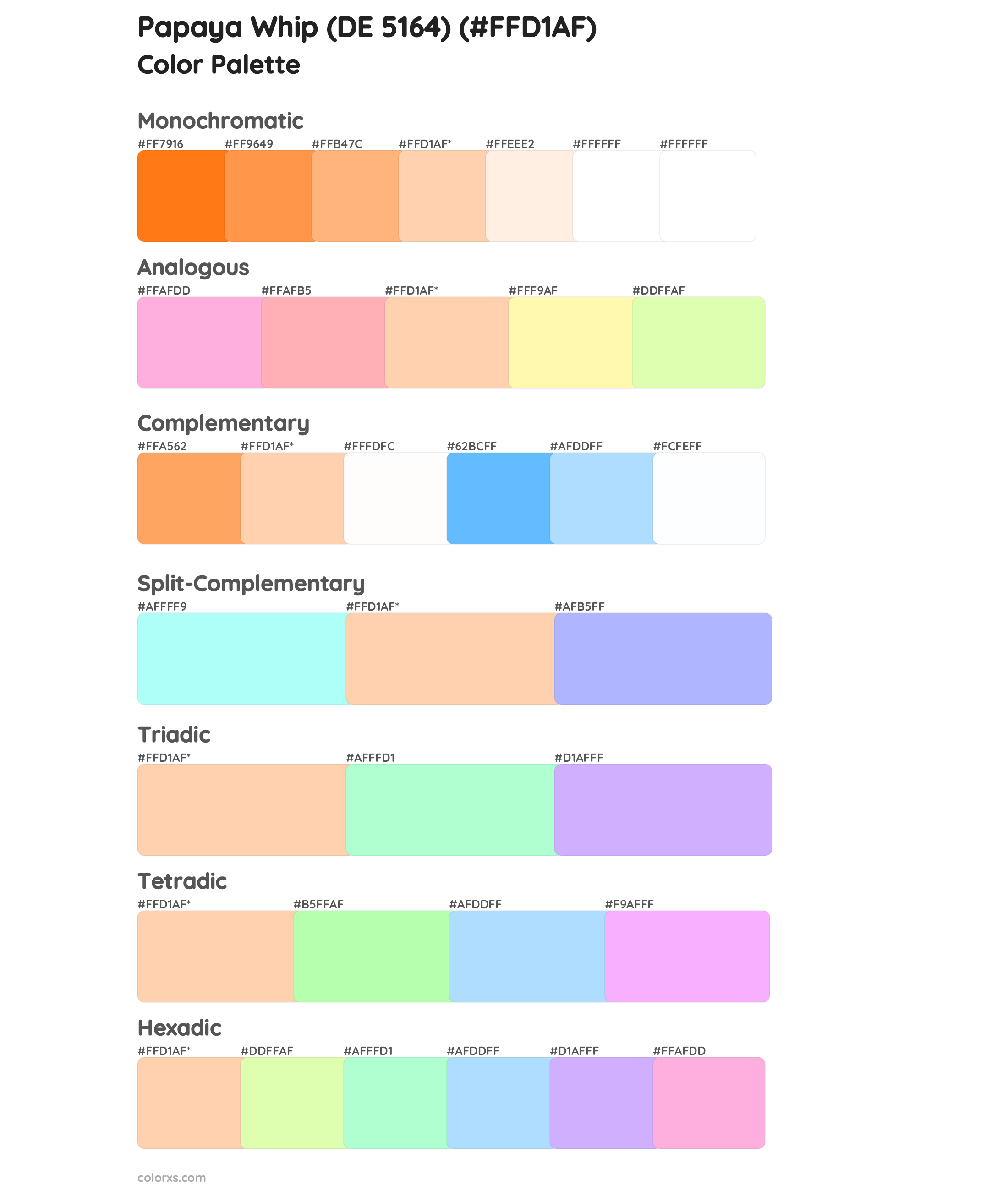 Papaya Whip (DE 5164) Color Scheme Palettes