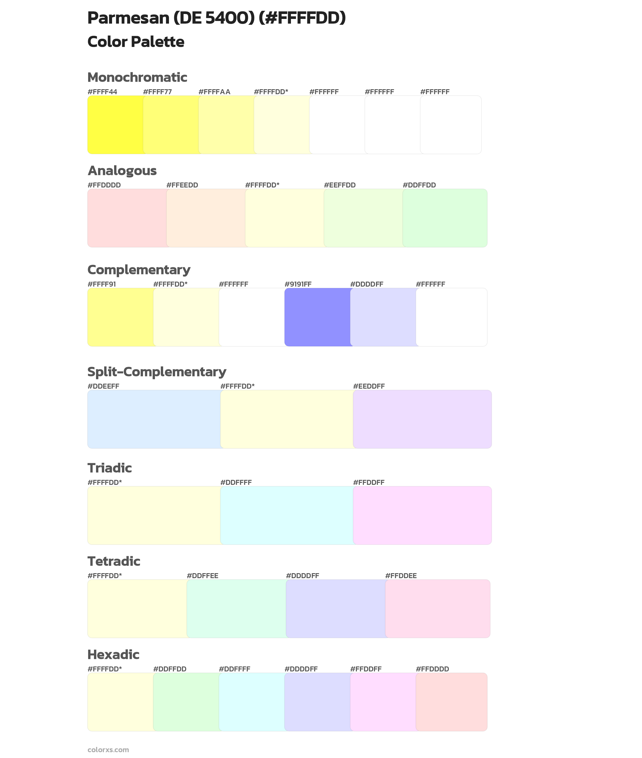 Parmesan (DE 5400) Color Scheme Palettes