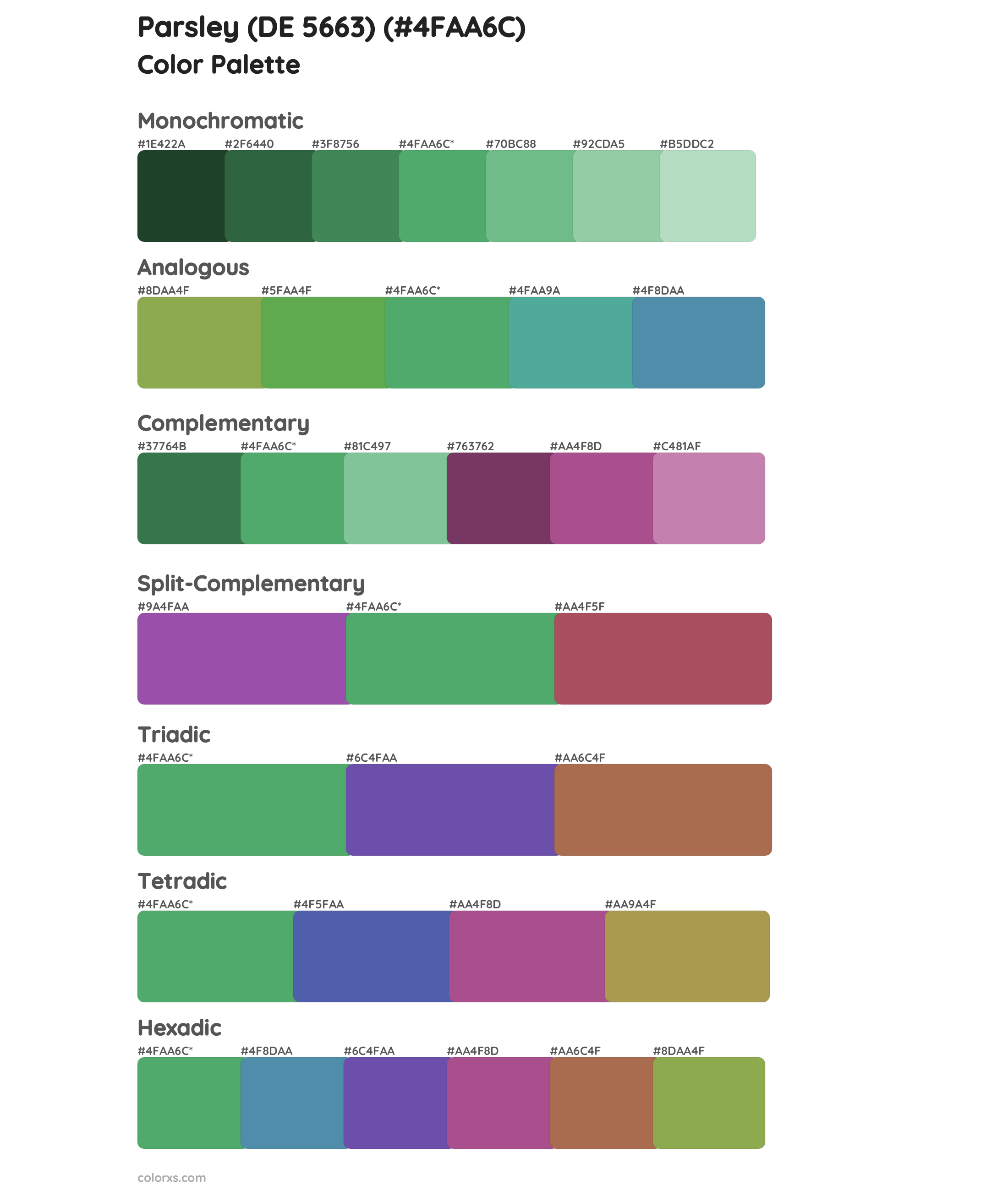 Parsley (DE 5663) Color Scheme Palettes