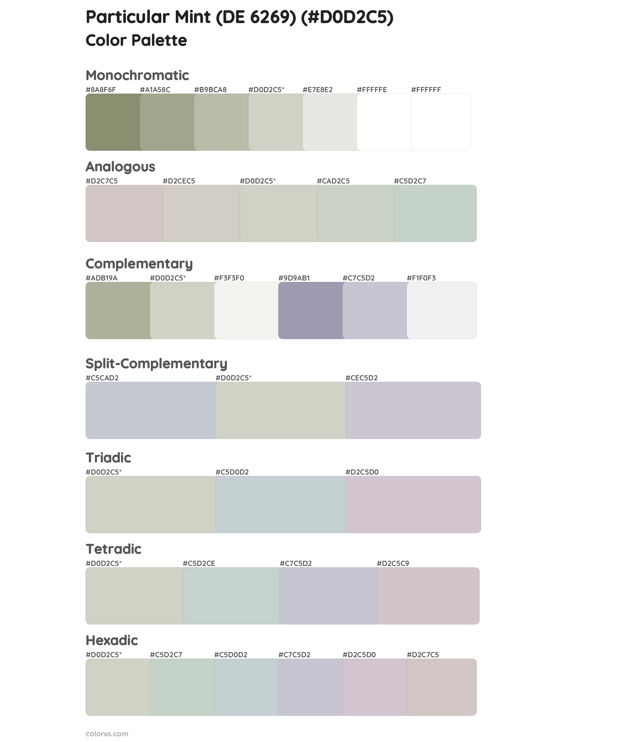 Particular Mint (DE 6269) Color Scheme Palettes