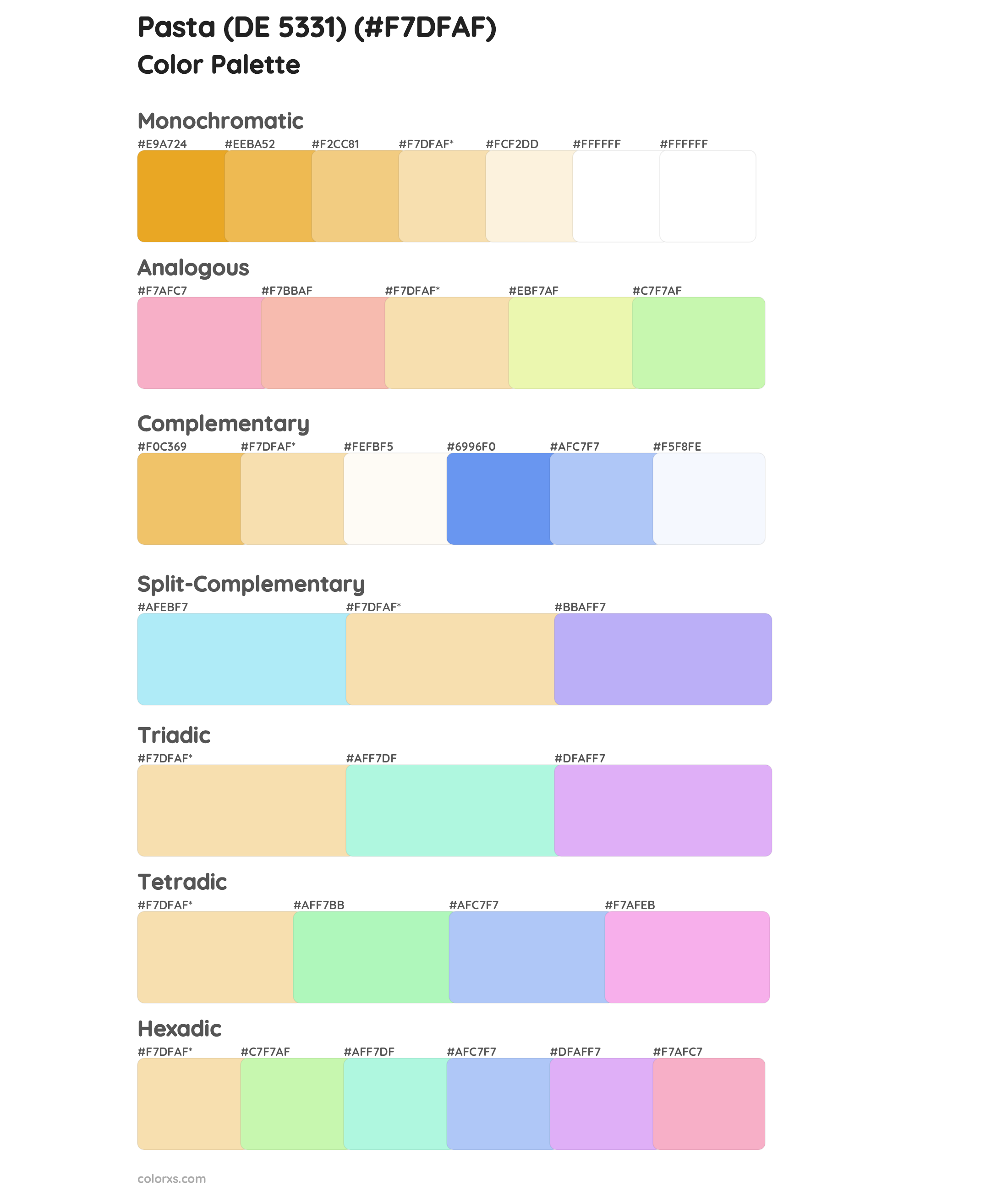 Pasta (DE 5331) Color Scheme Palettes