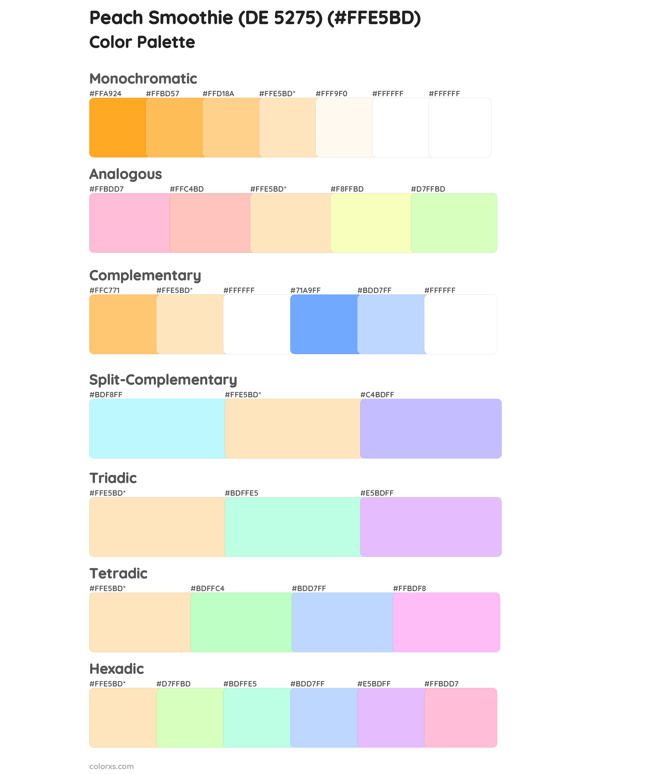 Peach Smoothie (DE 5275) Color Scheme Palettes