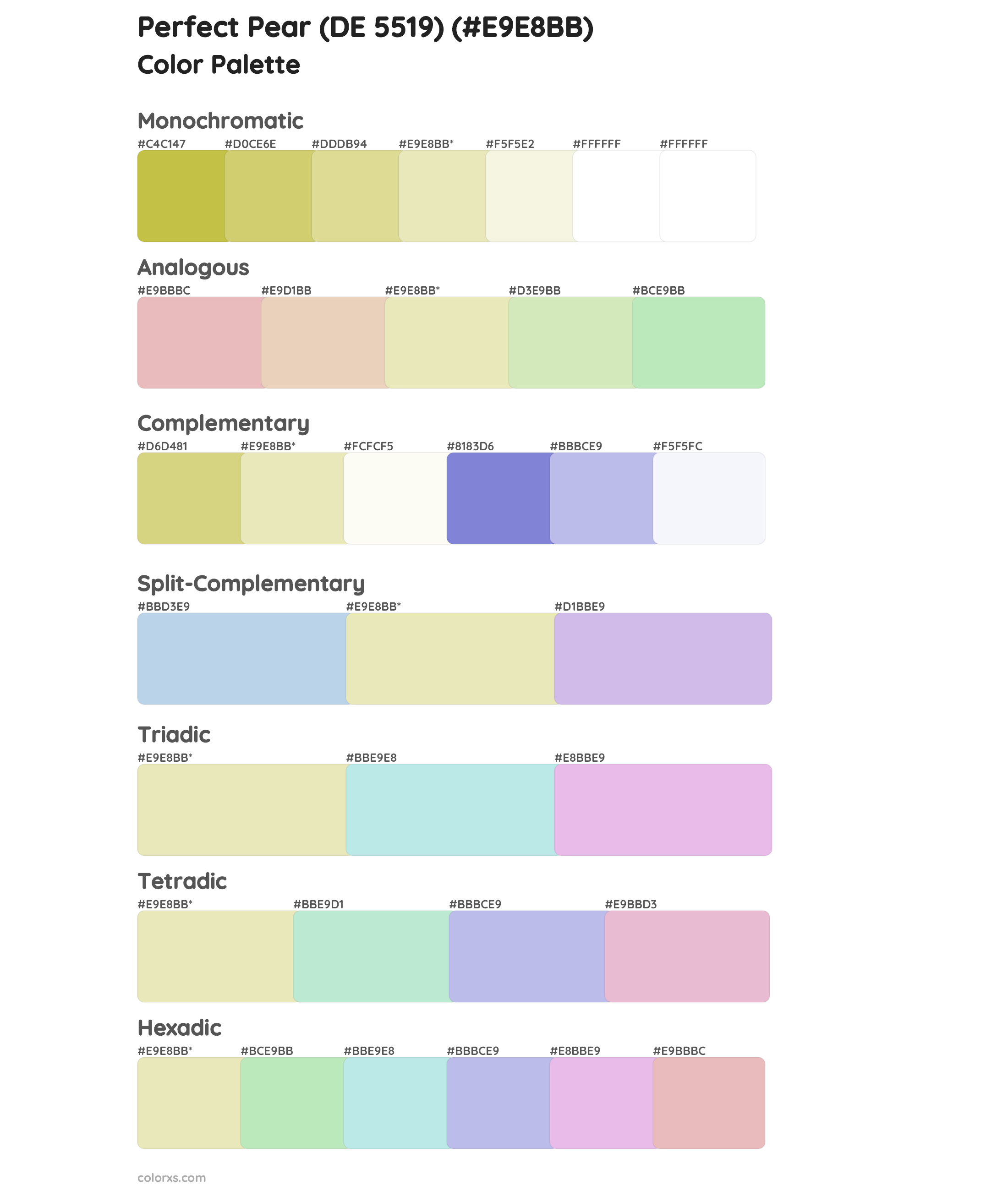 Perfect Pear (DE 5519) Color Scheme Palettes