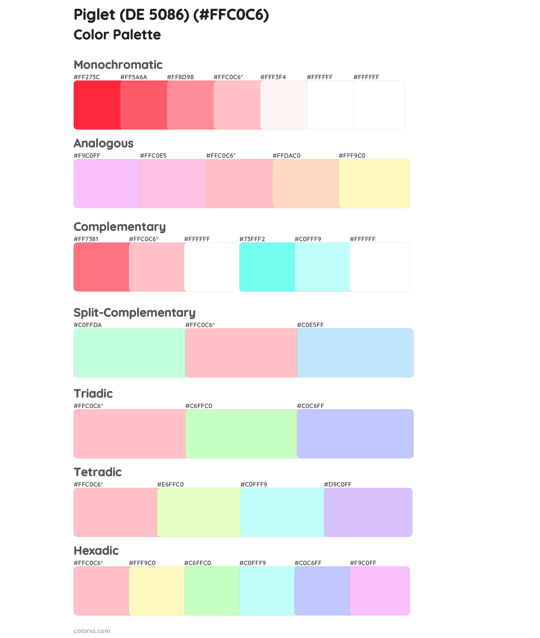 Piglet (DE 5086) Color Scheme Palettes