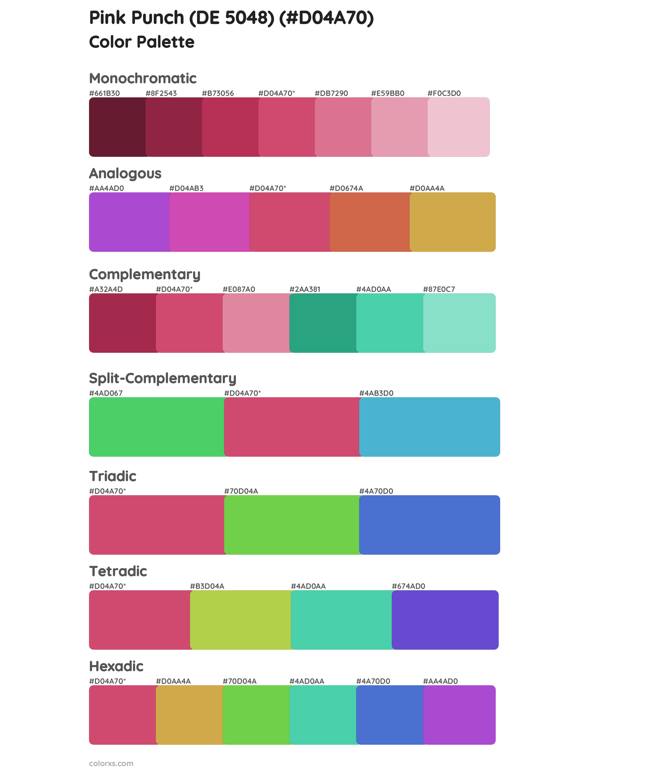 Pink Punch (DE 5048) Color Scheme Palettes