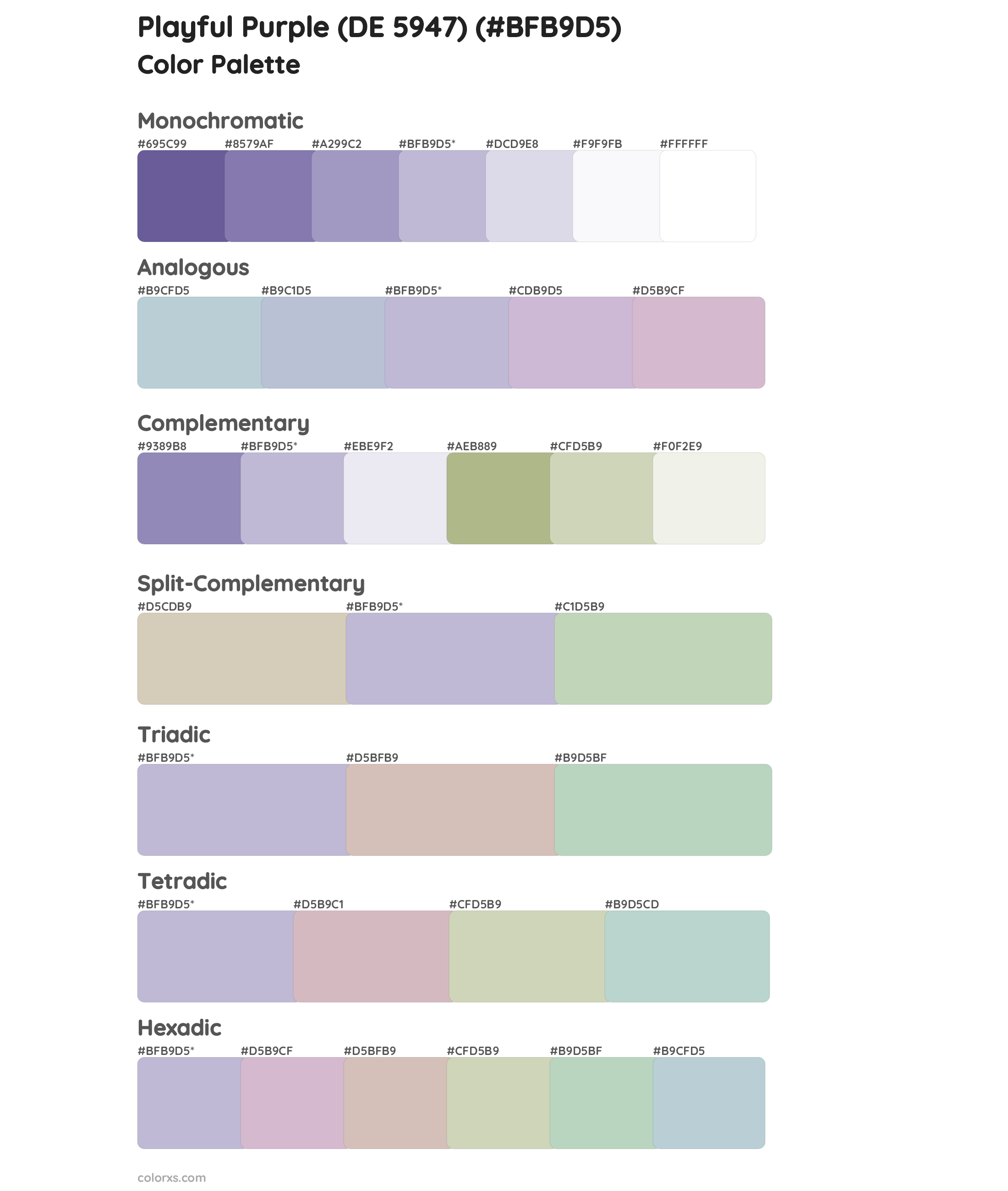 Playful Purple (DE 5947) Color Scheme Palettes