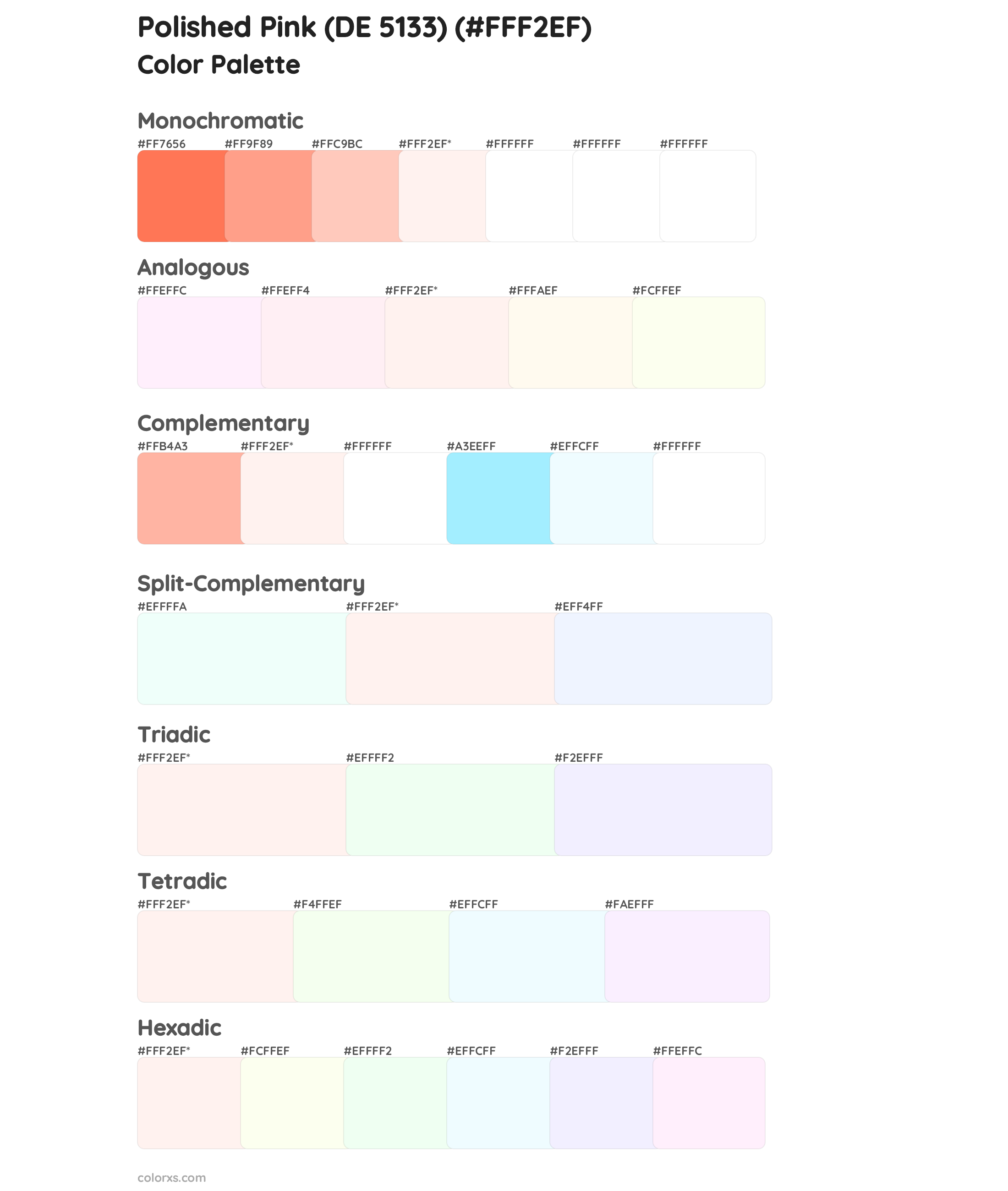 Polished Pink (DE 5133) Color Scheme Palettes