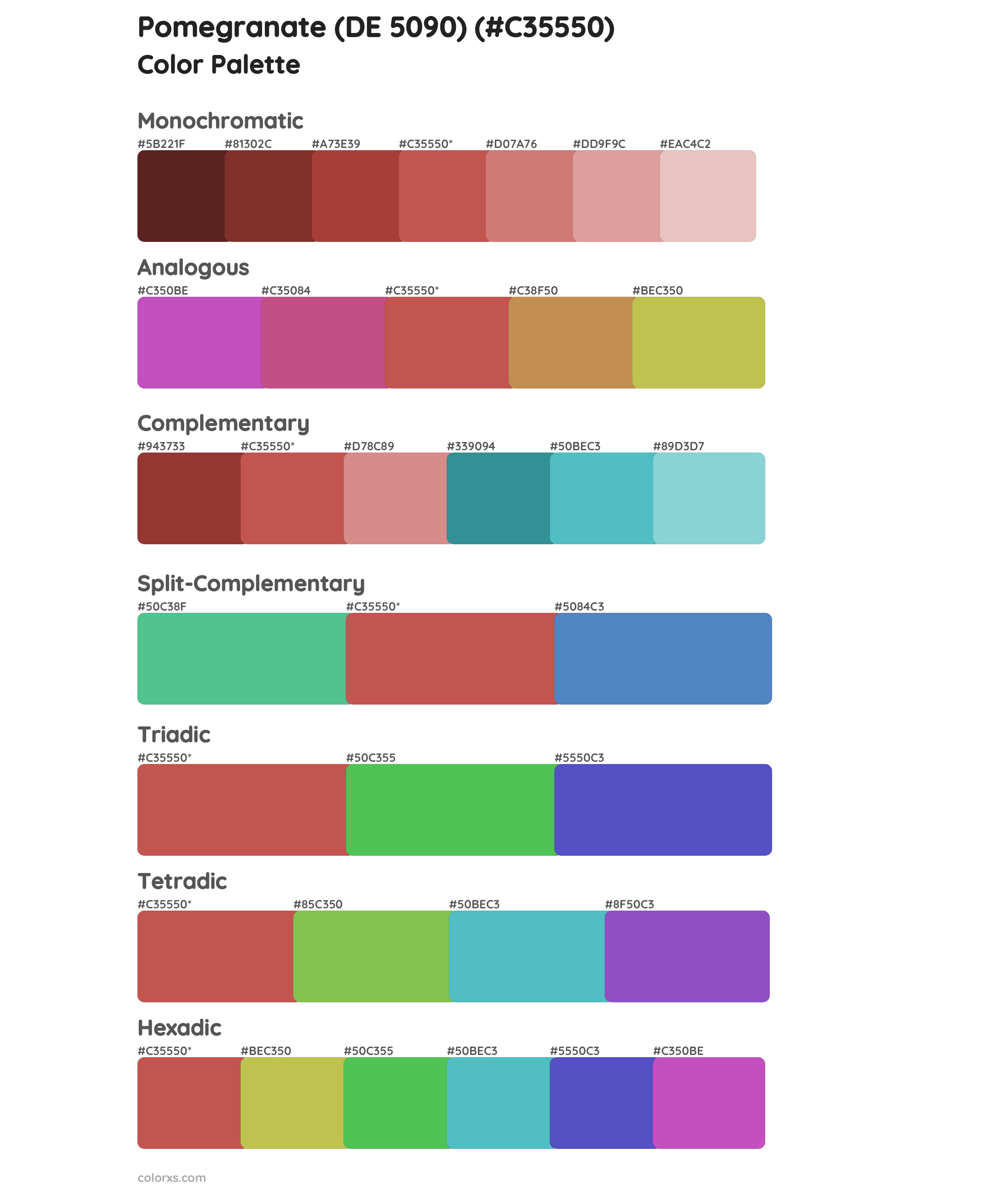 Pomegranate (DE 5090) Color Scheme Palettes