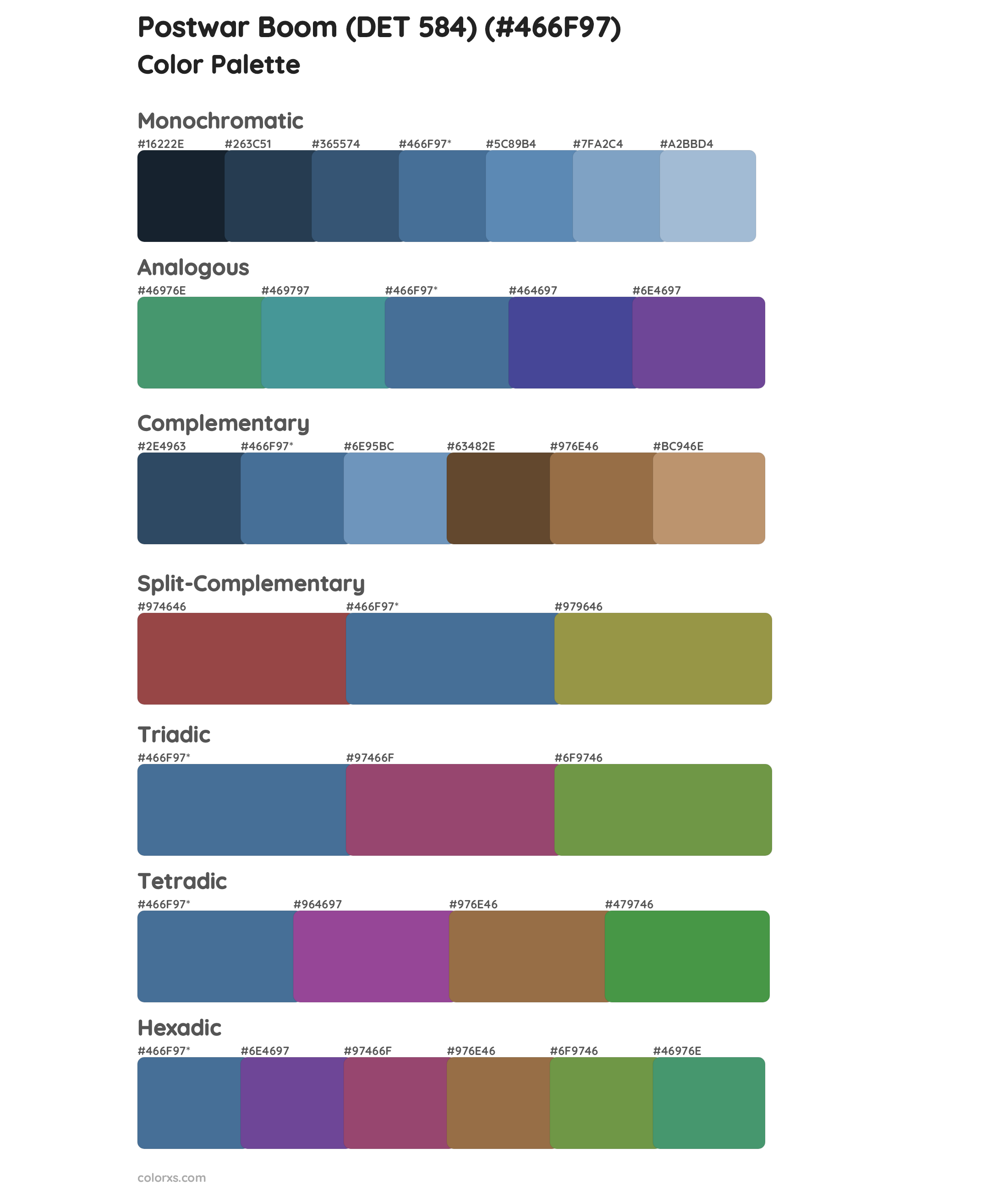 Postwar Boom (DET 584) Color Scheme Palettes