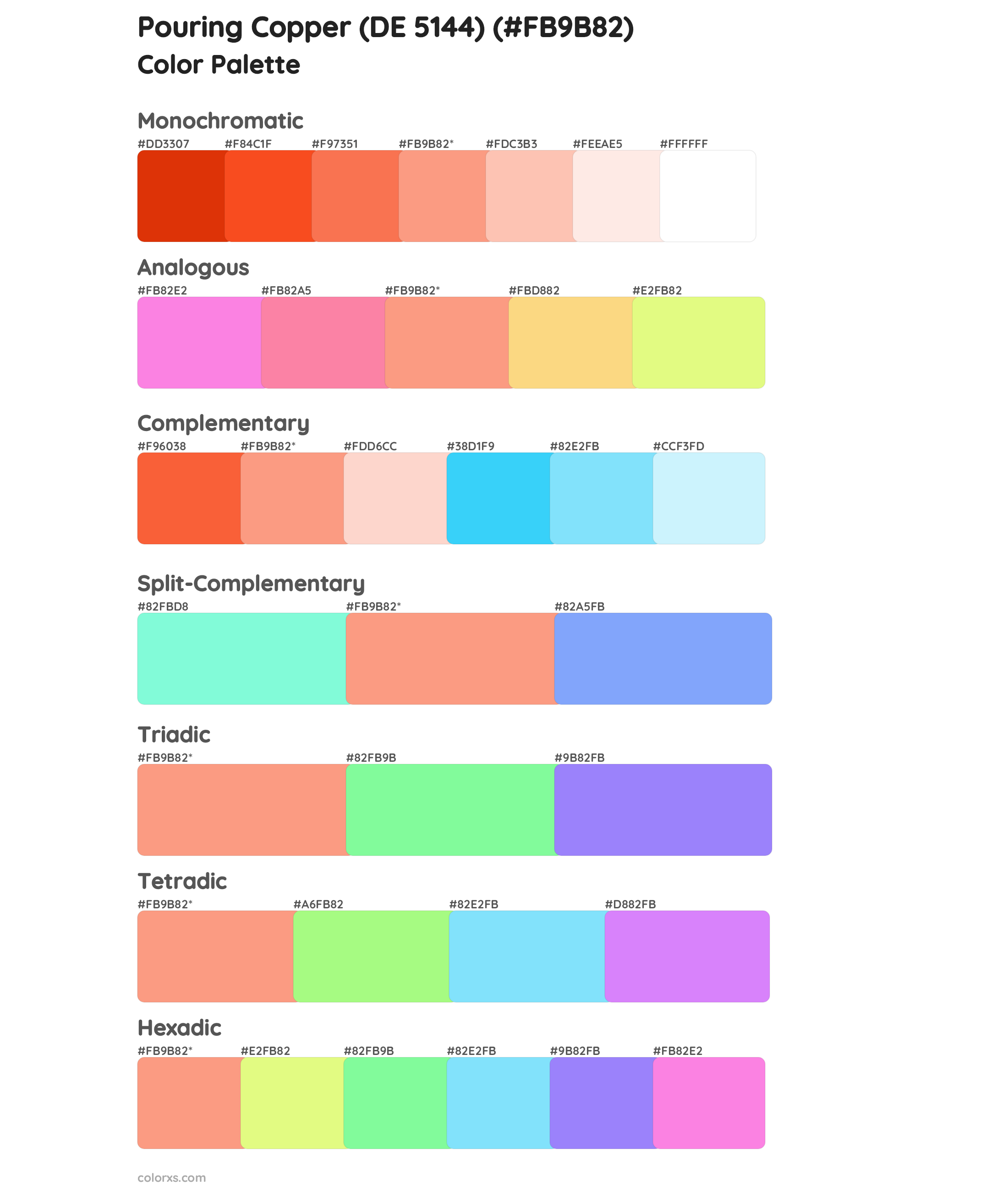 Pouring Copper (DE 5144) Color Scheme Palettes