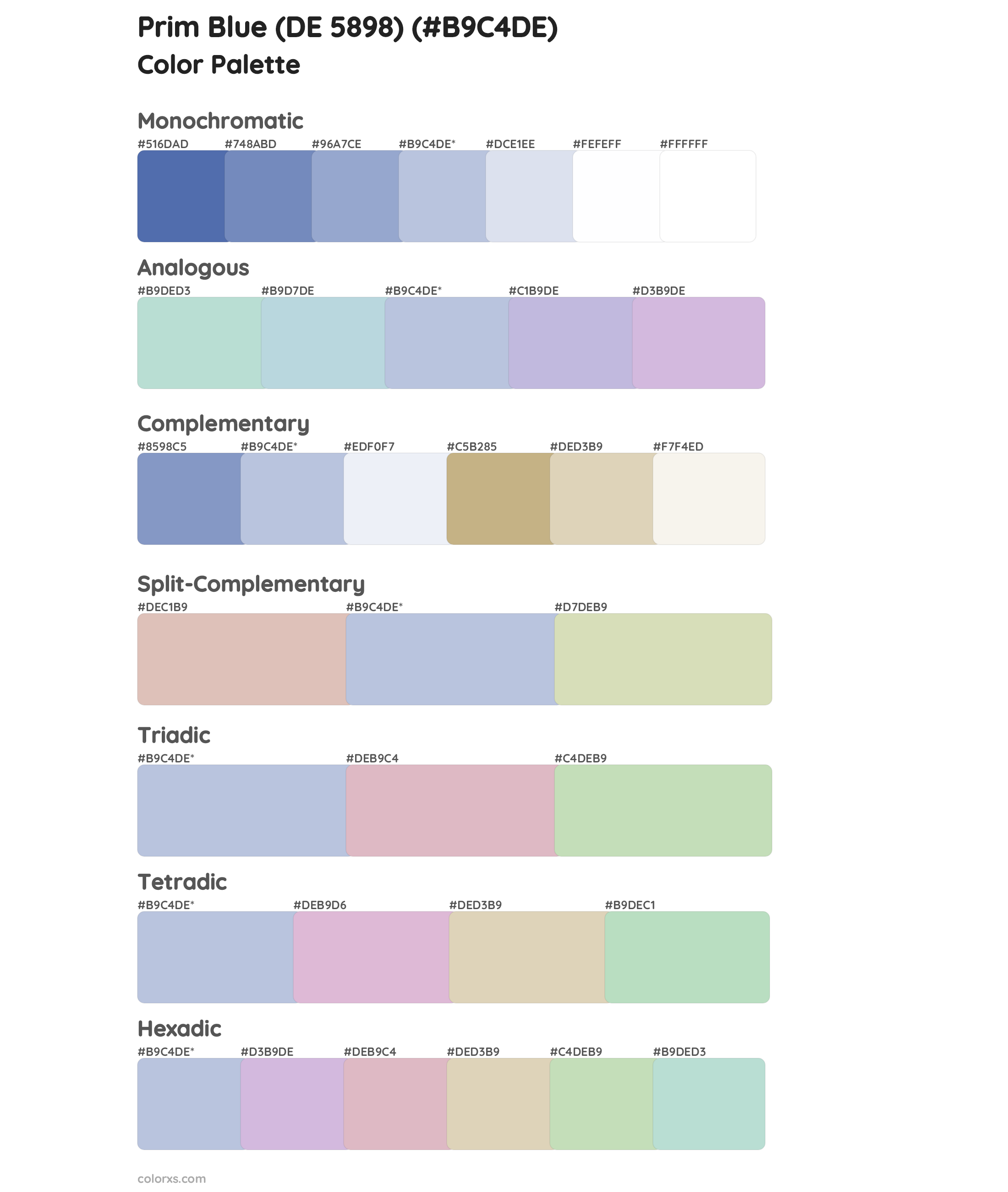 Prim Blue (DE 5898) Color Scheme Palettes