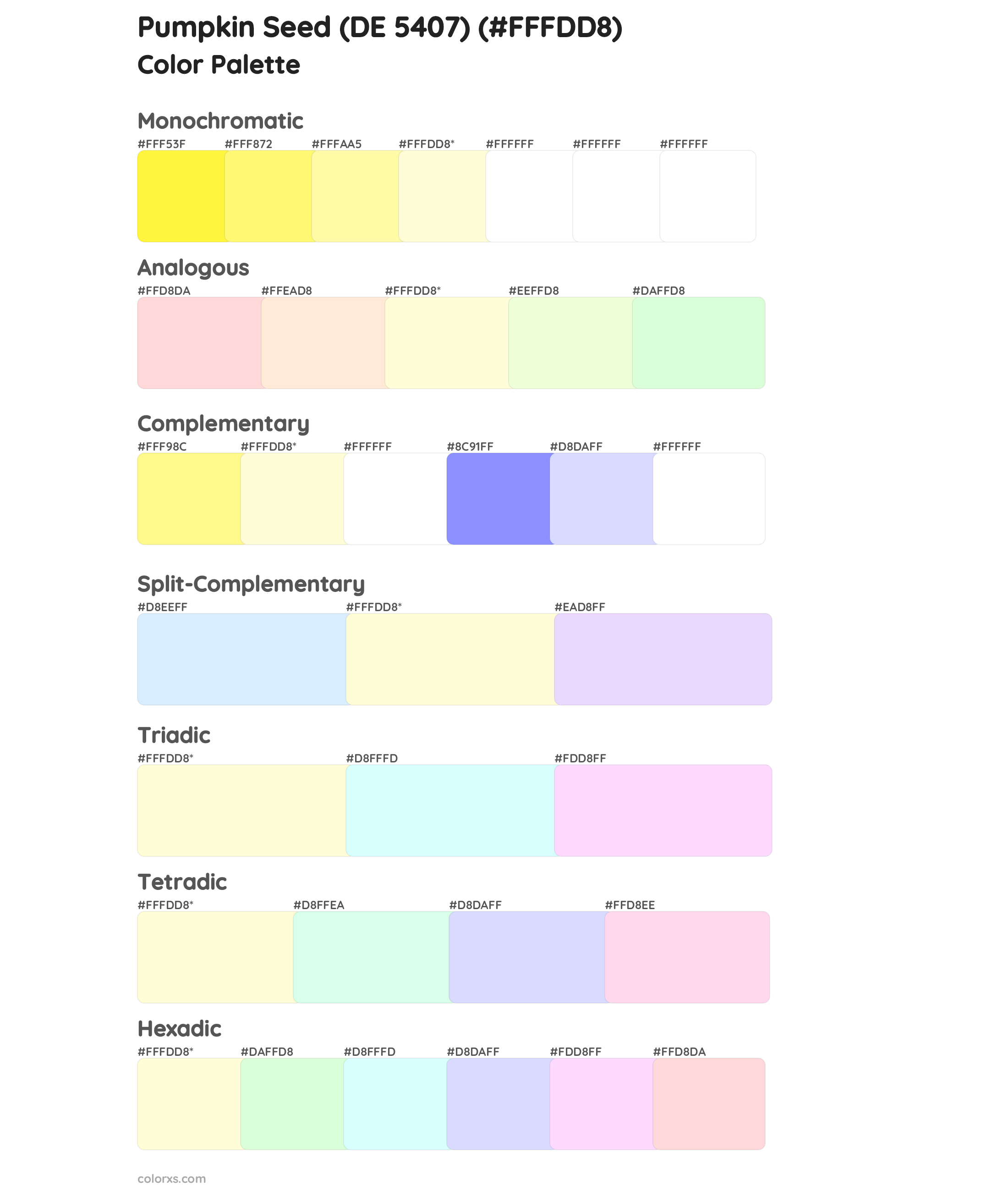 Pumpkin Seed (DE 5407) Color Scheme Palettes