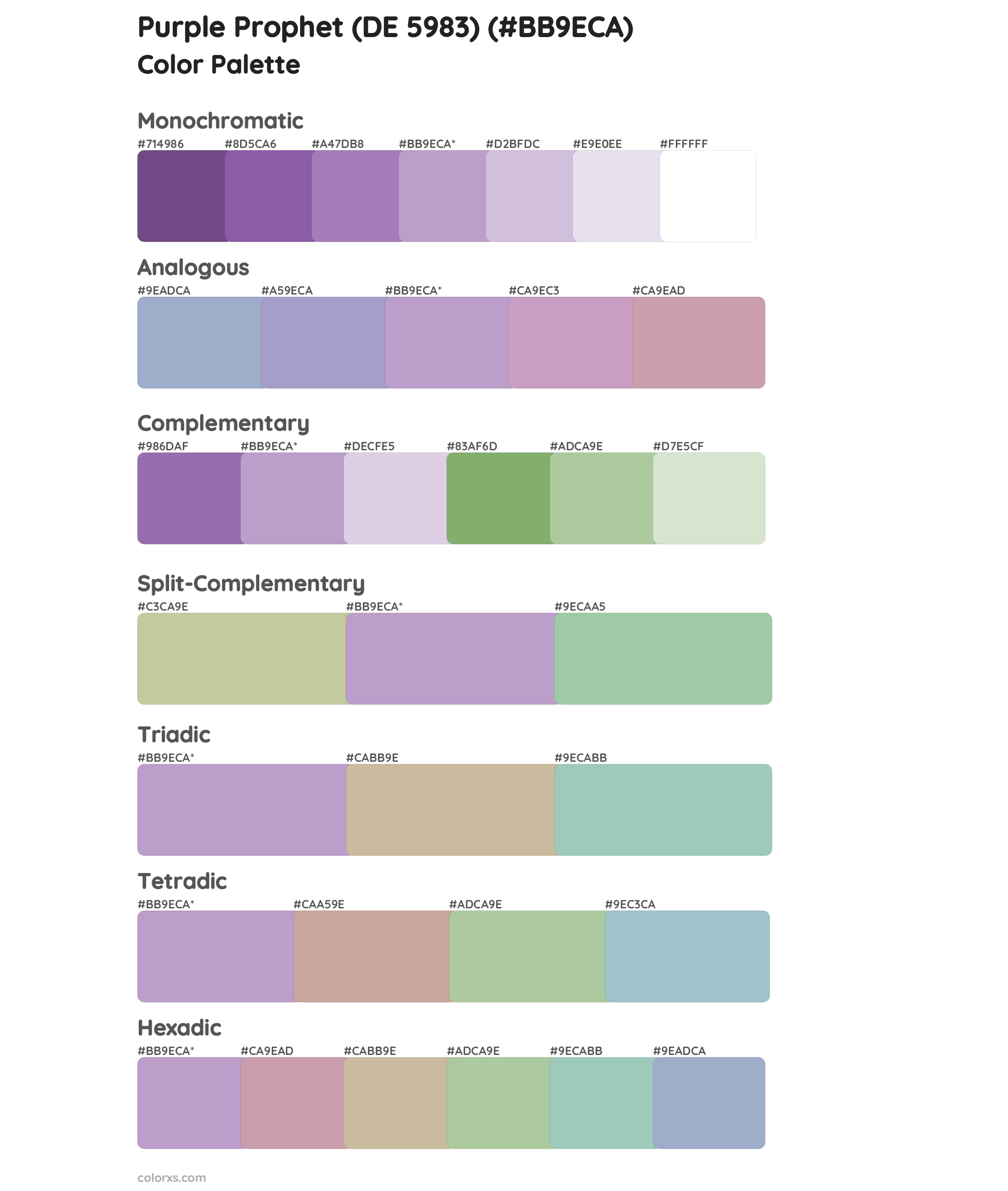 Purple Prophet (DE 5983) Color Scheme Palettes