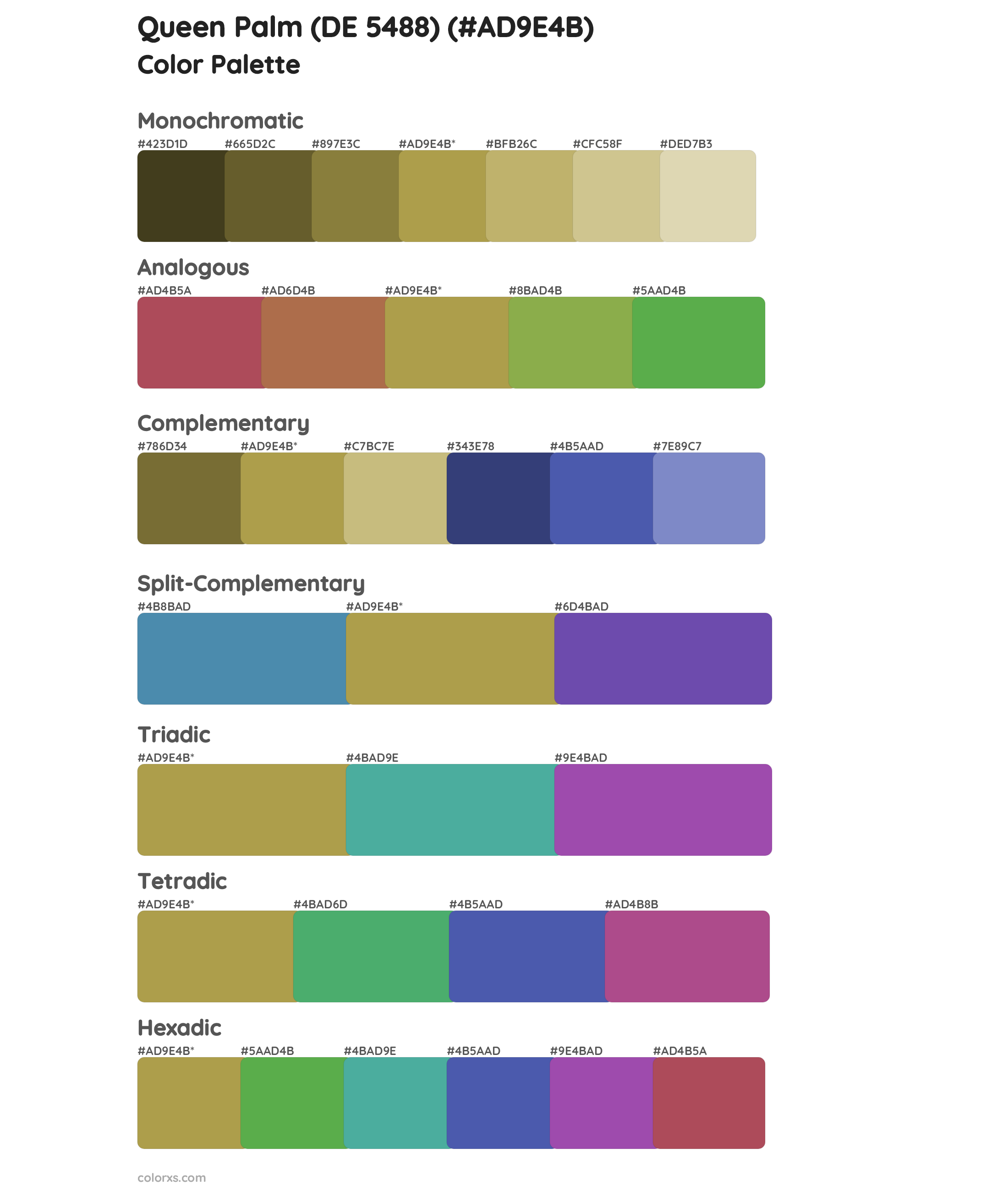 Queen Palm (DE 5488) Color Scheme Palettes