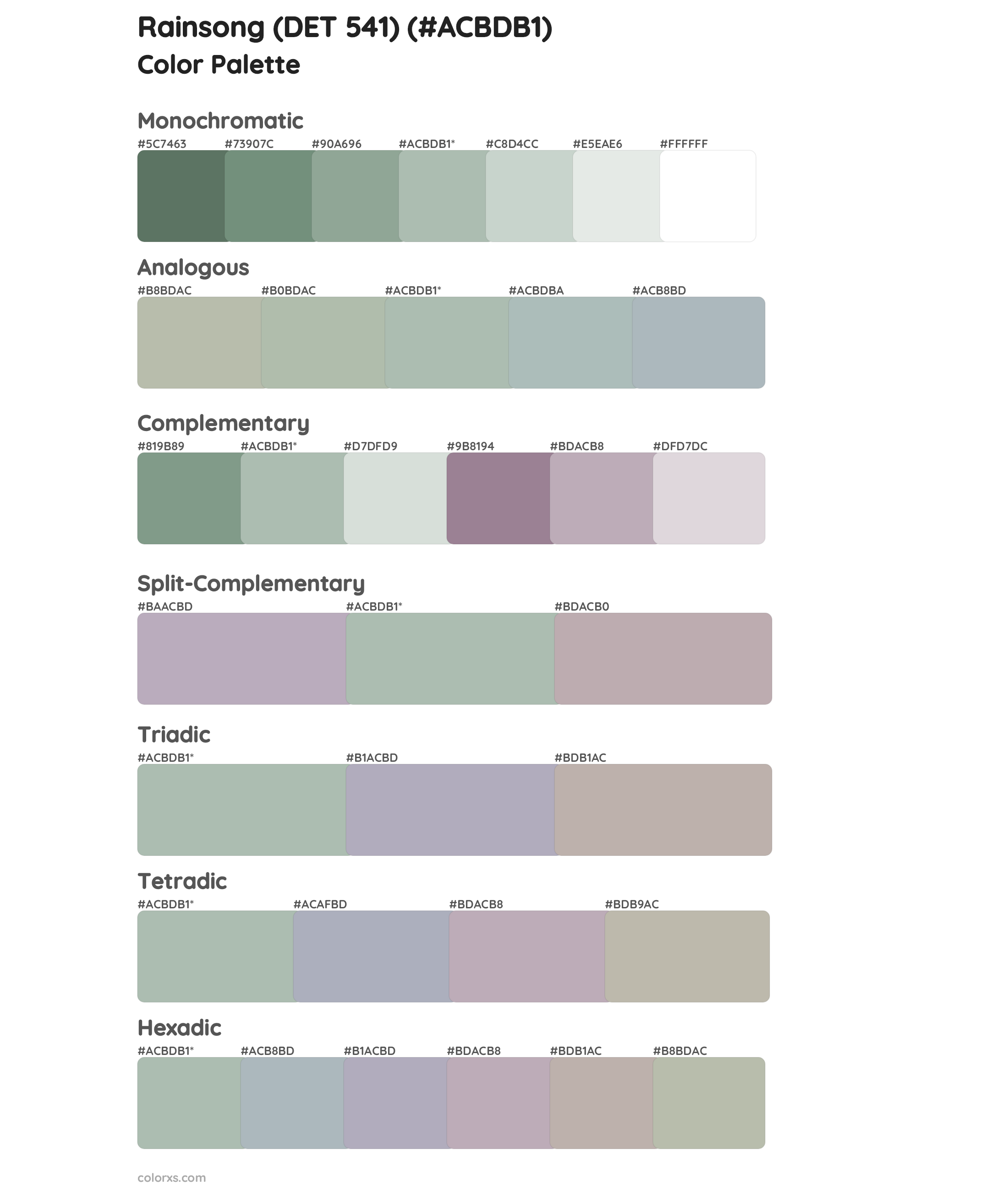 Rainsong (DET 541) Color Scheme Palettes