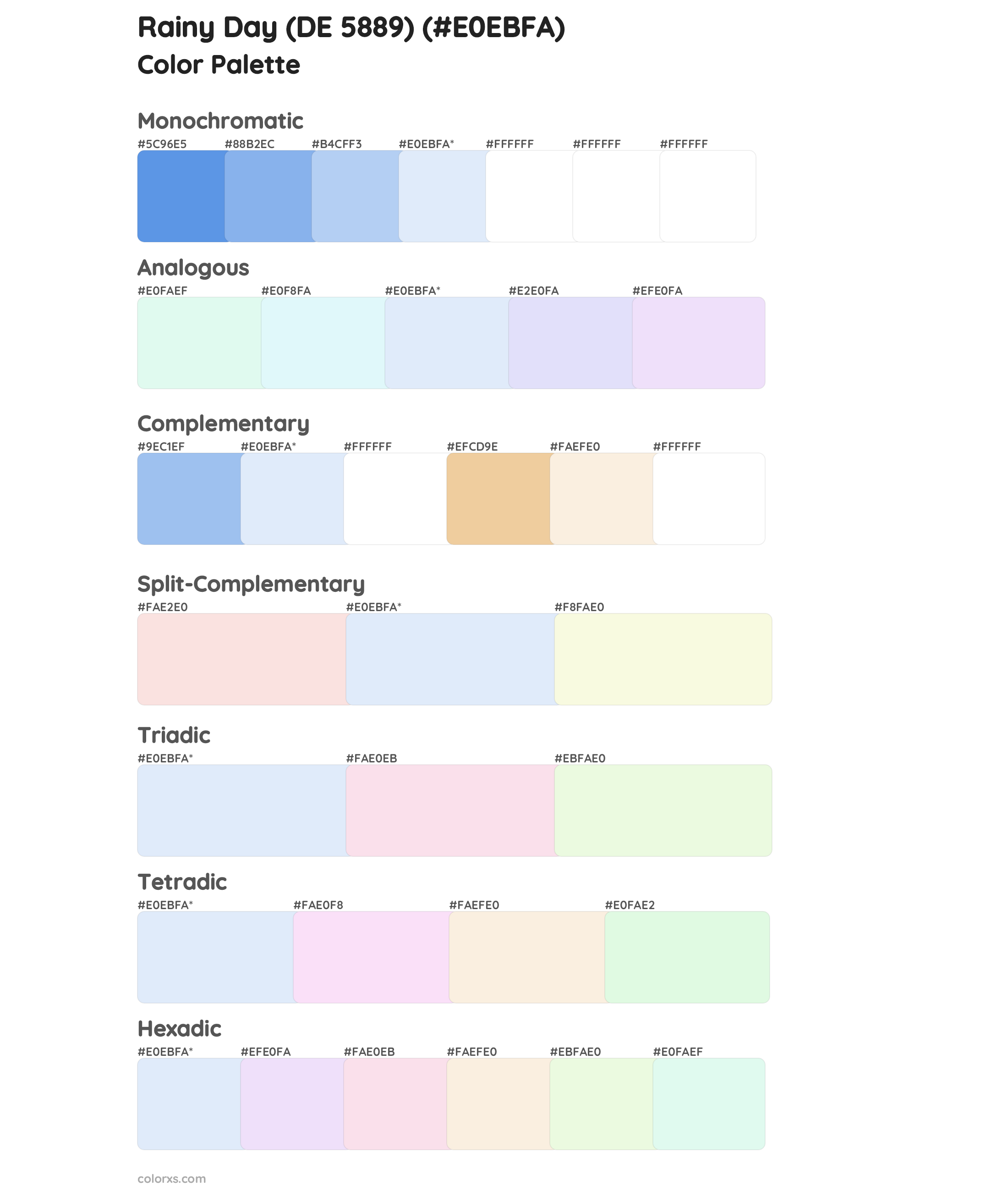 Rainy Day (DE 5889) Color Scheme Palettes