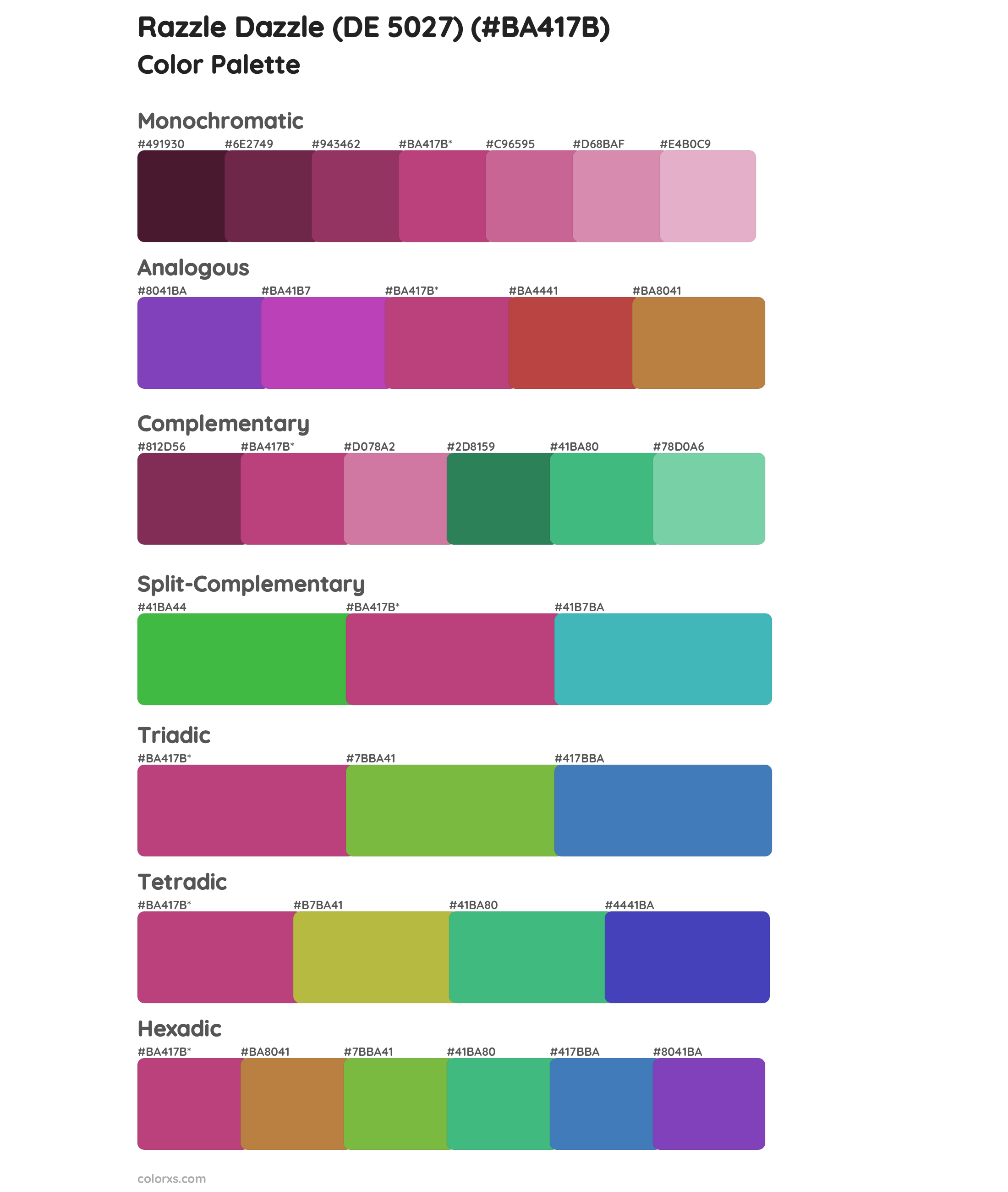 Razzle Dazzle (DE 5027) Color Scheme Palettes