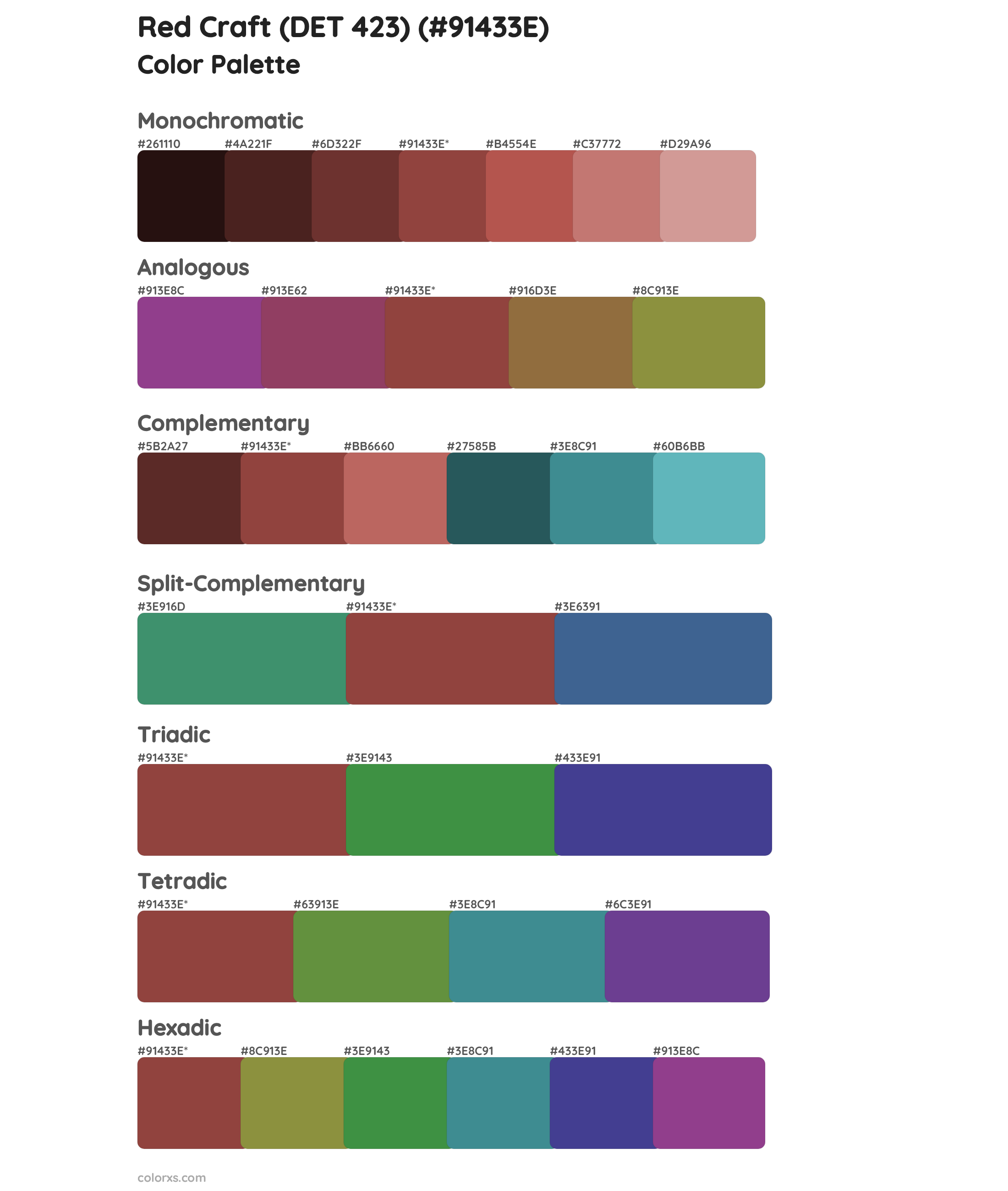 Red Craft (DET 423) Color Scheme Palettes