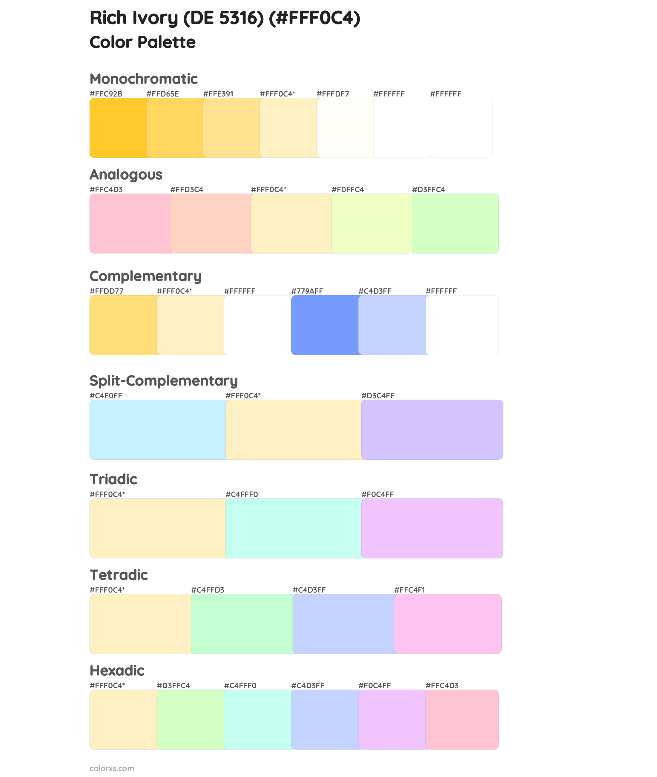 Rich Ivory (DE 5316) Color Scheme Palettes