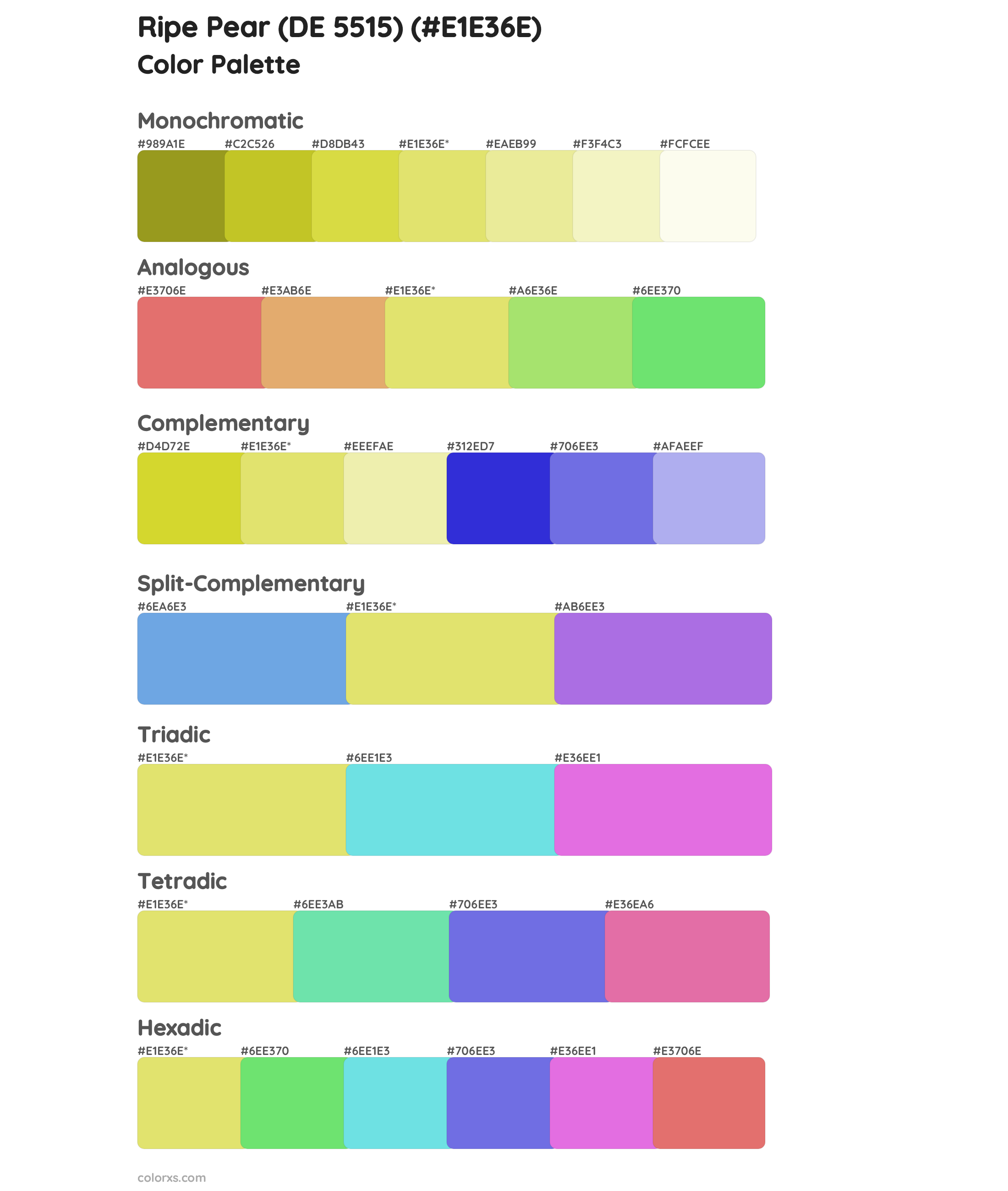 Ripe Pear (DE 5515) Color Scheme Palettes