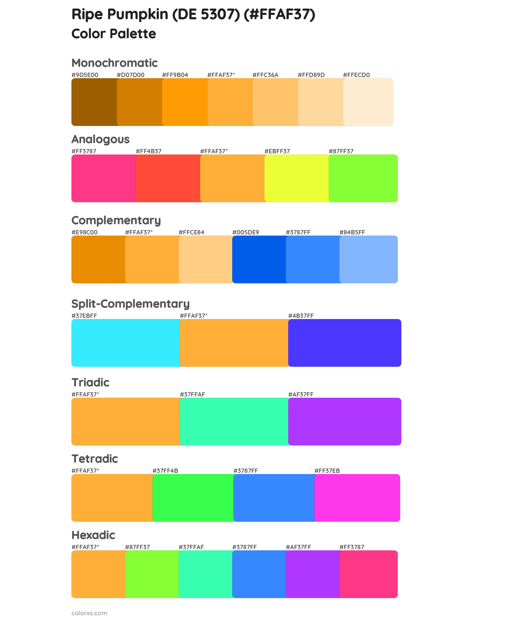 Ripe Pumpkin (DE 5307) Color Scheme Palettes