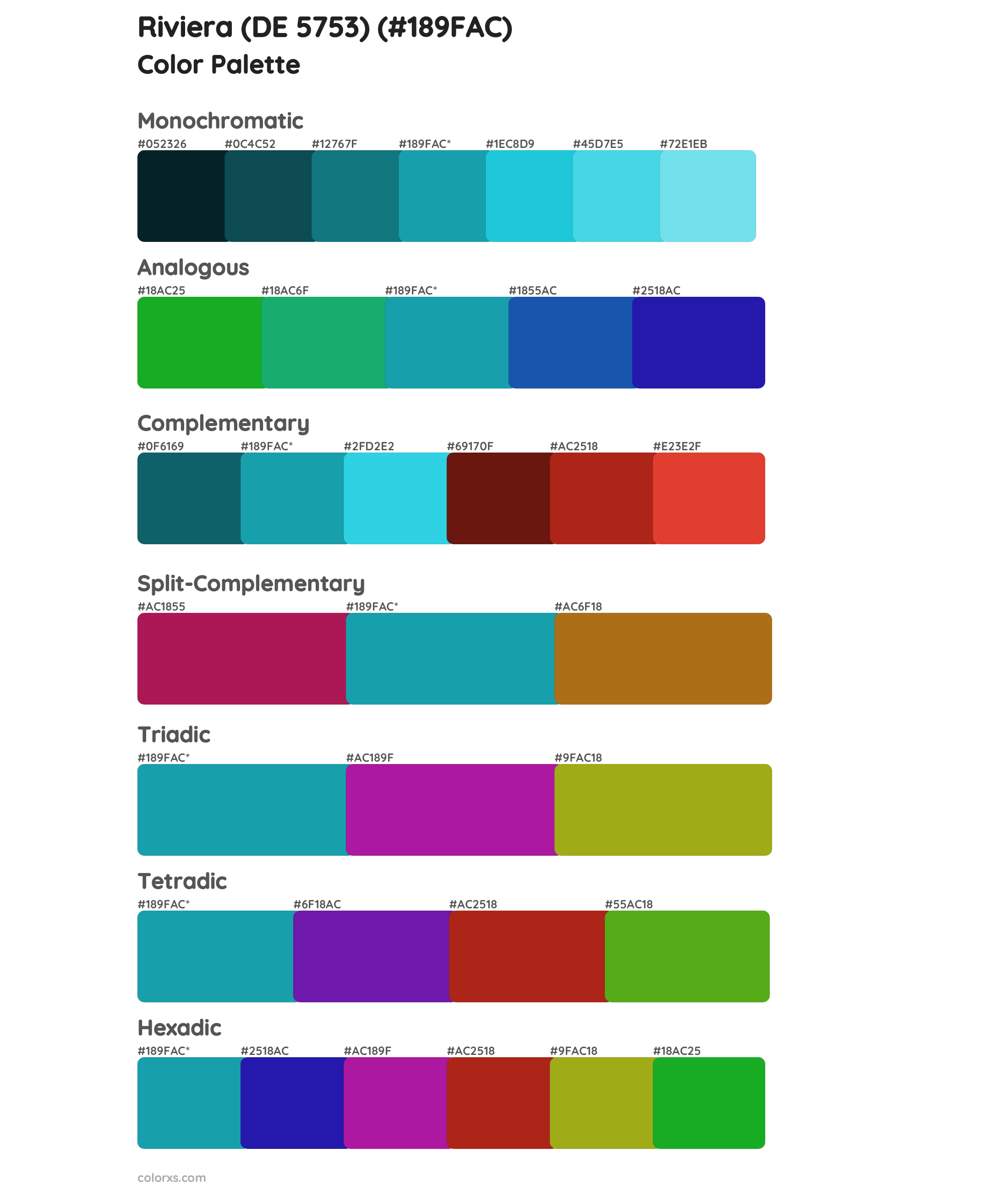 Riviera (DE 5753) Color Scheme Palettes