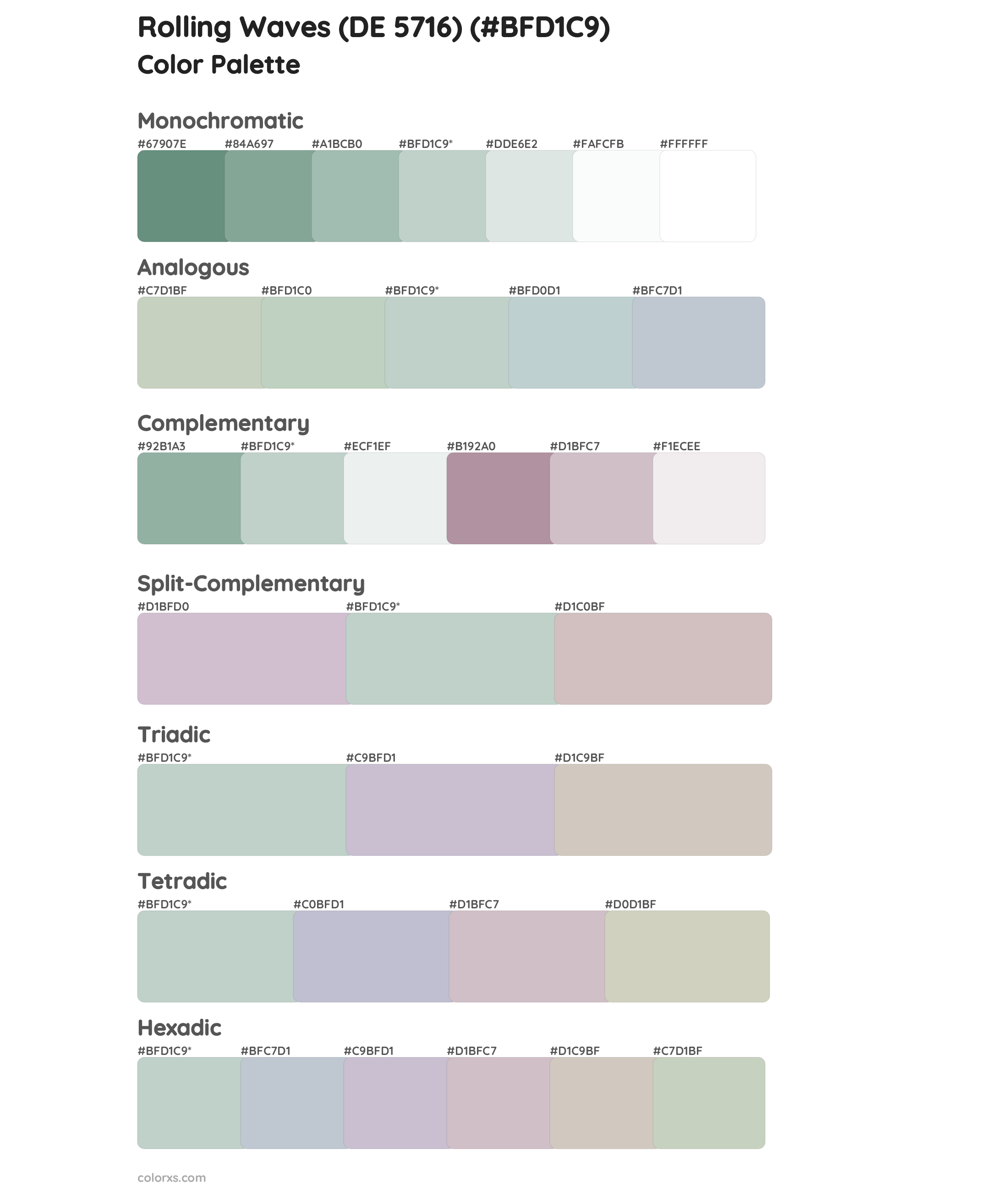 Rolling Waves (DE 5716) Color Scheme Palettes