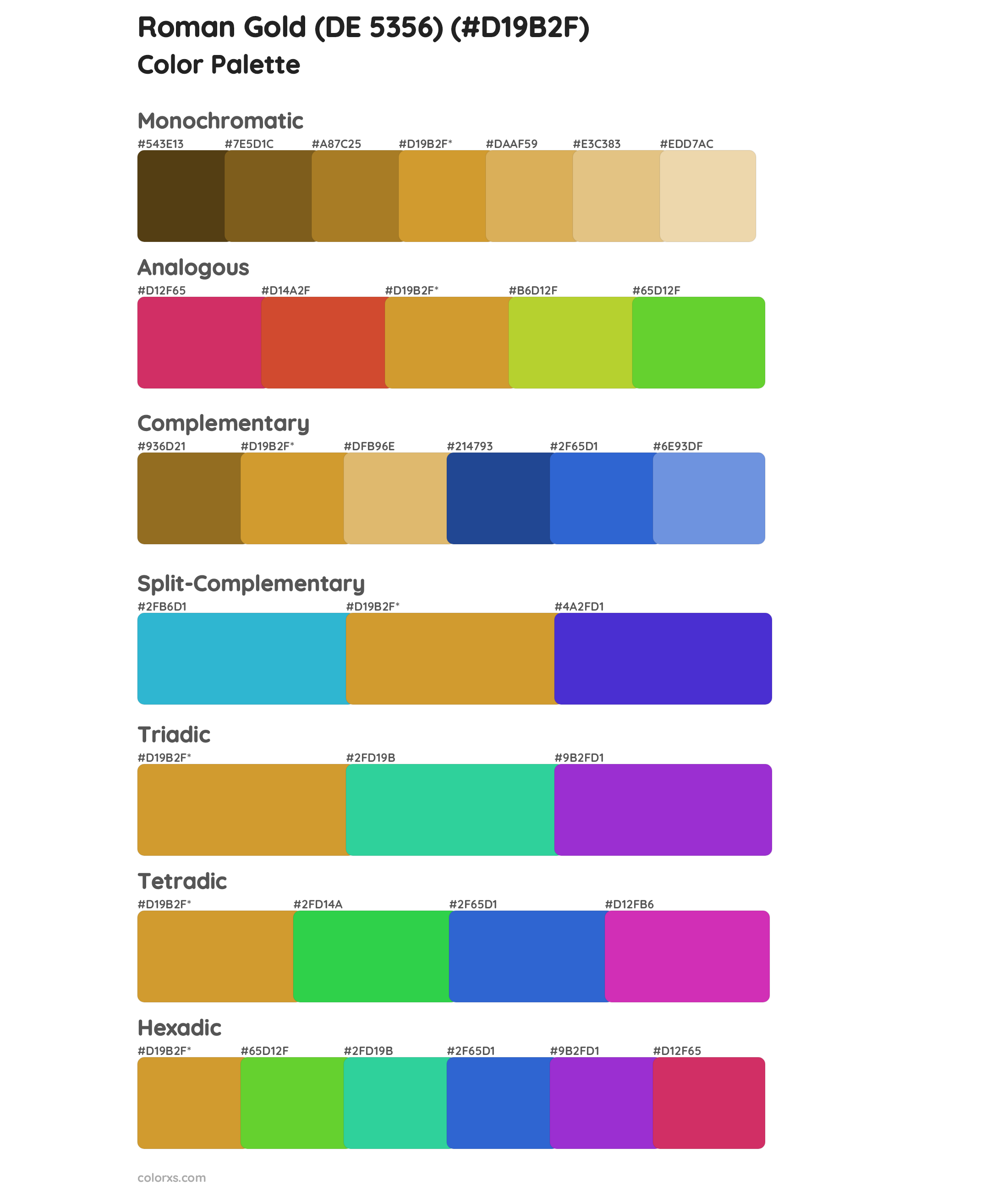 Roman Gold (DE 5356) Color Scheme Palettes