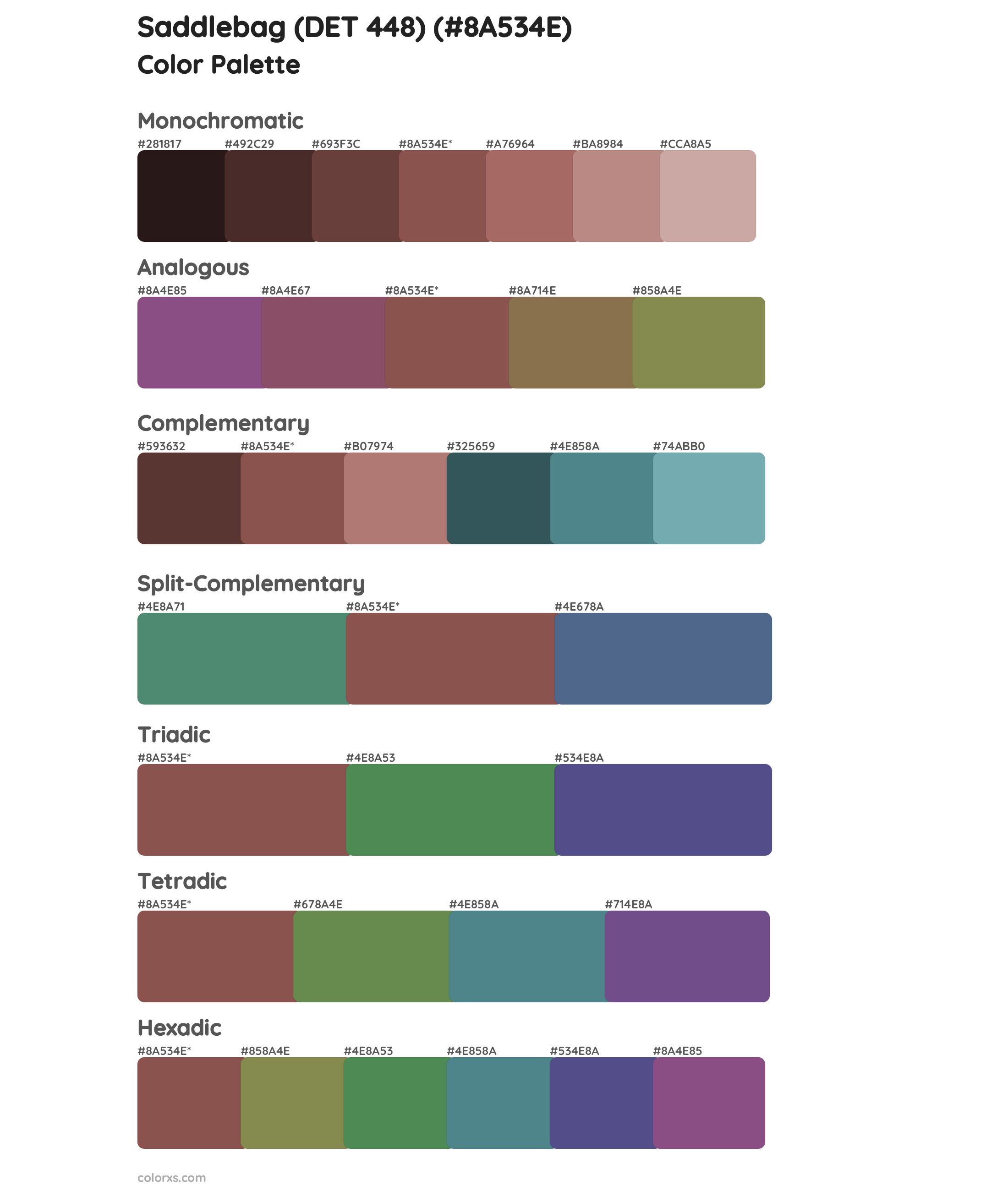 Saddlebag (DET 448) Color Scheme Palettes