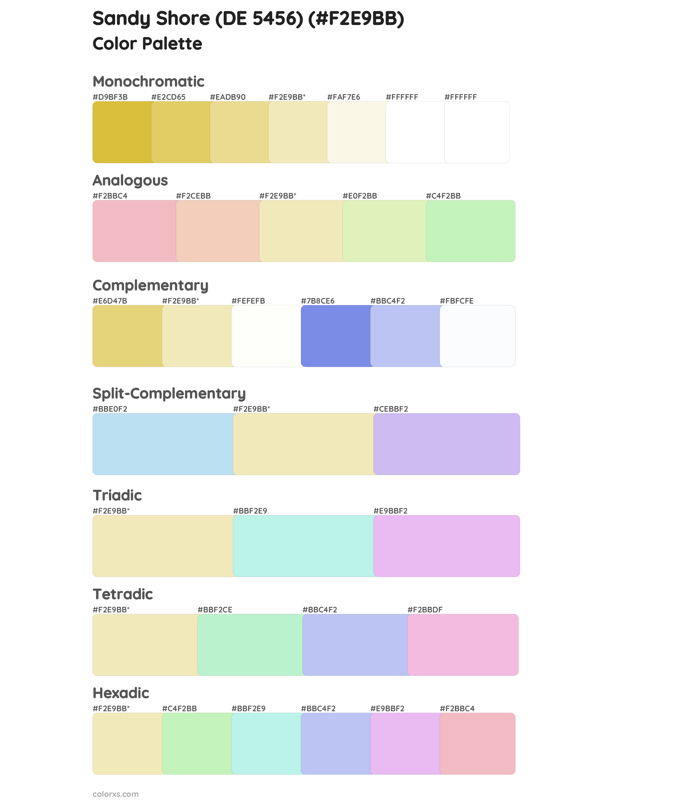 Sandy Shore (DE 5456) Color Scheme Palettes