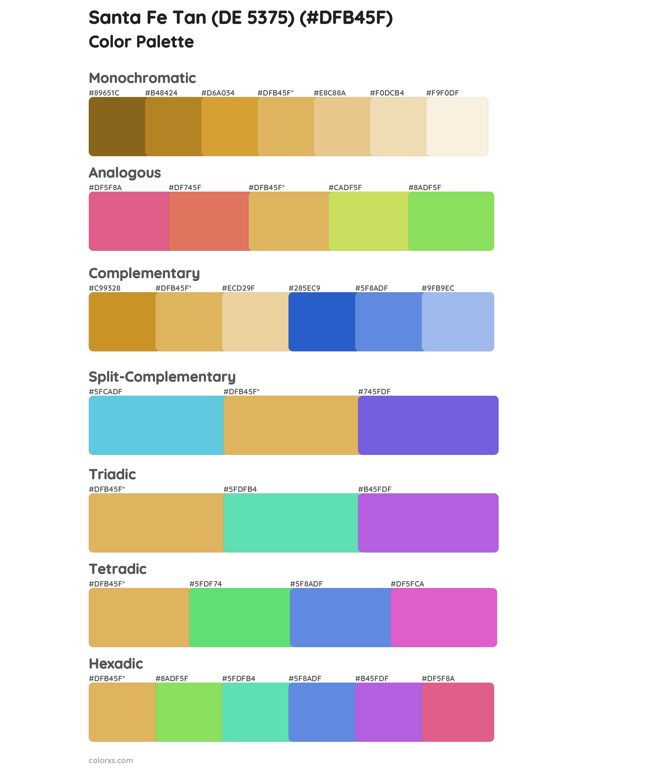 Santa Fe Tan (DE 5375) Color Scheme Palettes