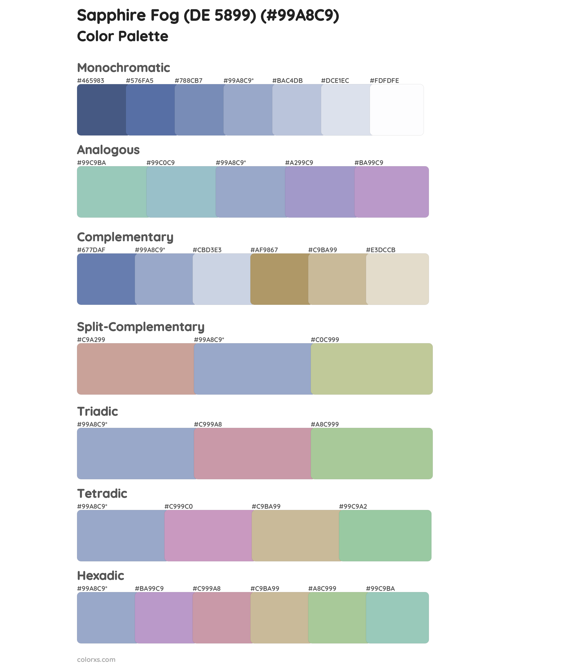 Sapphire Fog (DE 5899) Color Scheme Palettes